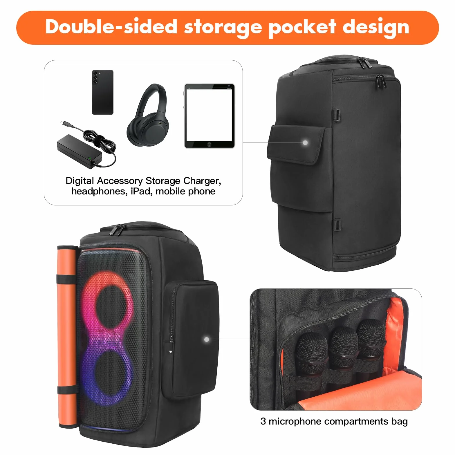 Etui na głośnik, kompatybilne z JBL PartyBox 110/120, przenośny głośnik, outdoor, impreza, podróż, ochrona przed kurzem, torba do przechowywania z kieszeniami do JBL PartyBox Club 120 i