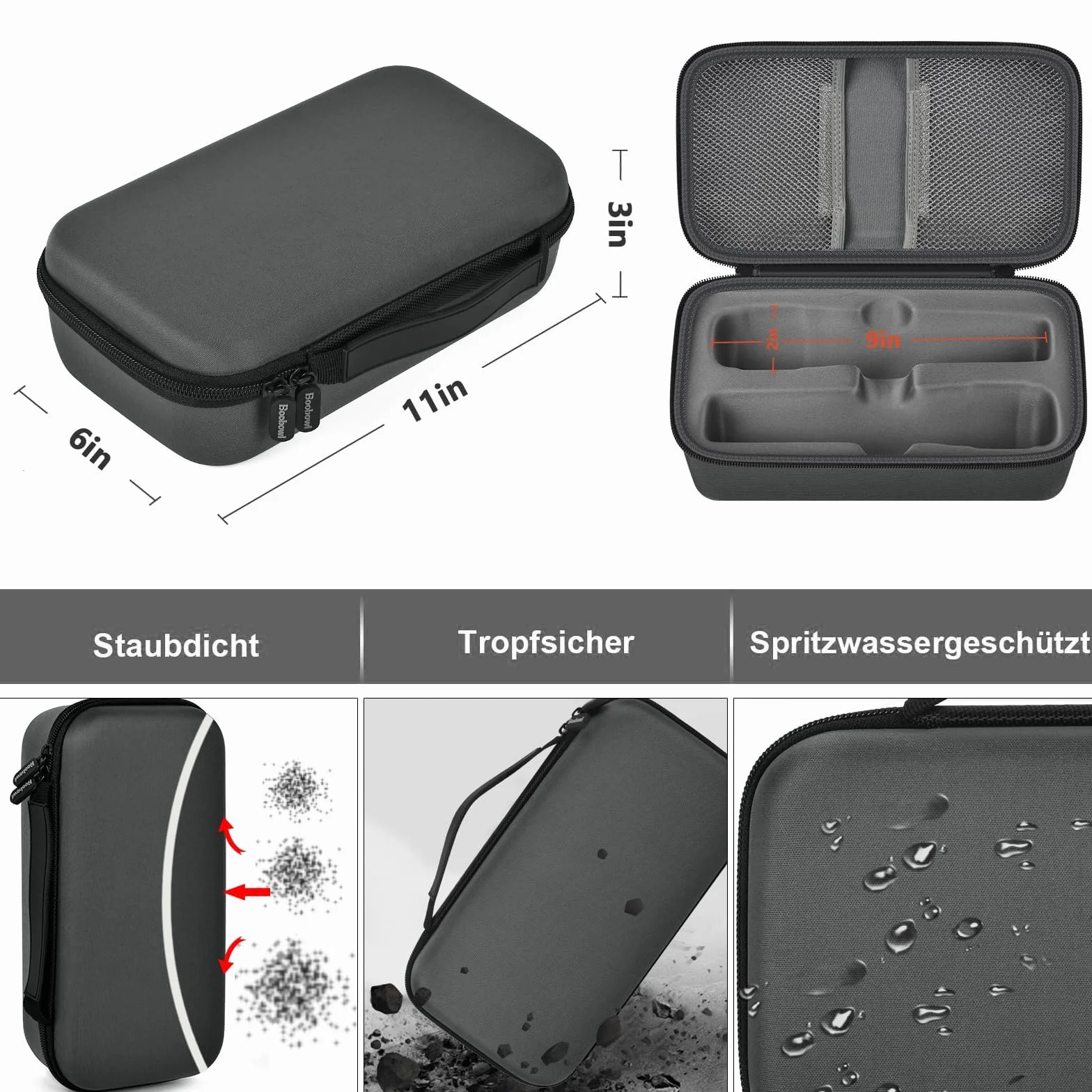 Boobowl Etui na mikrofon Bluetooth, kompatybilne z JBL PartyBox Wireless Mic J2X, przenośny mikrofon do wielokrotnego ładowania, odbiornika, adaptera (tylko torba), szary, przechowywanie