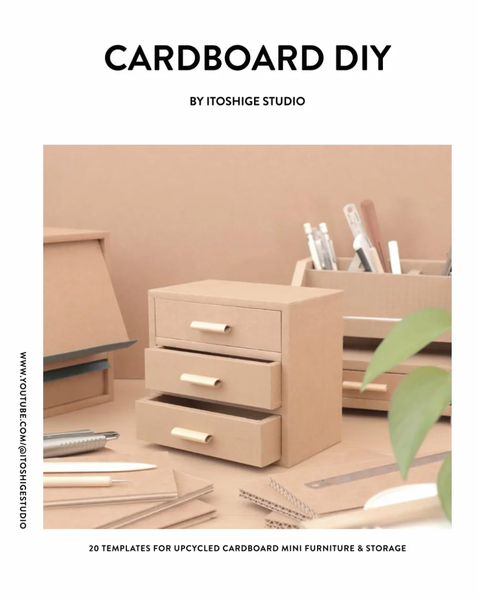 CARDBOARD DIY BY ITOSHIGE STUDIO 20 TEMPLATES FOR MINI FURNITURE & STORAGE