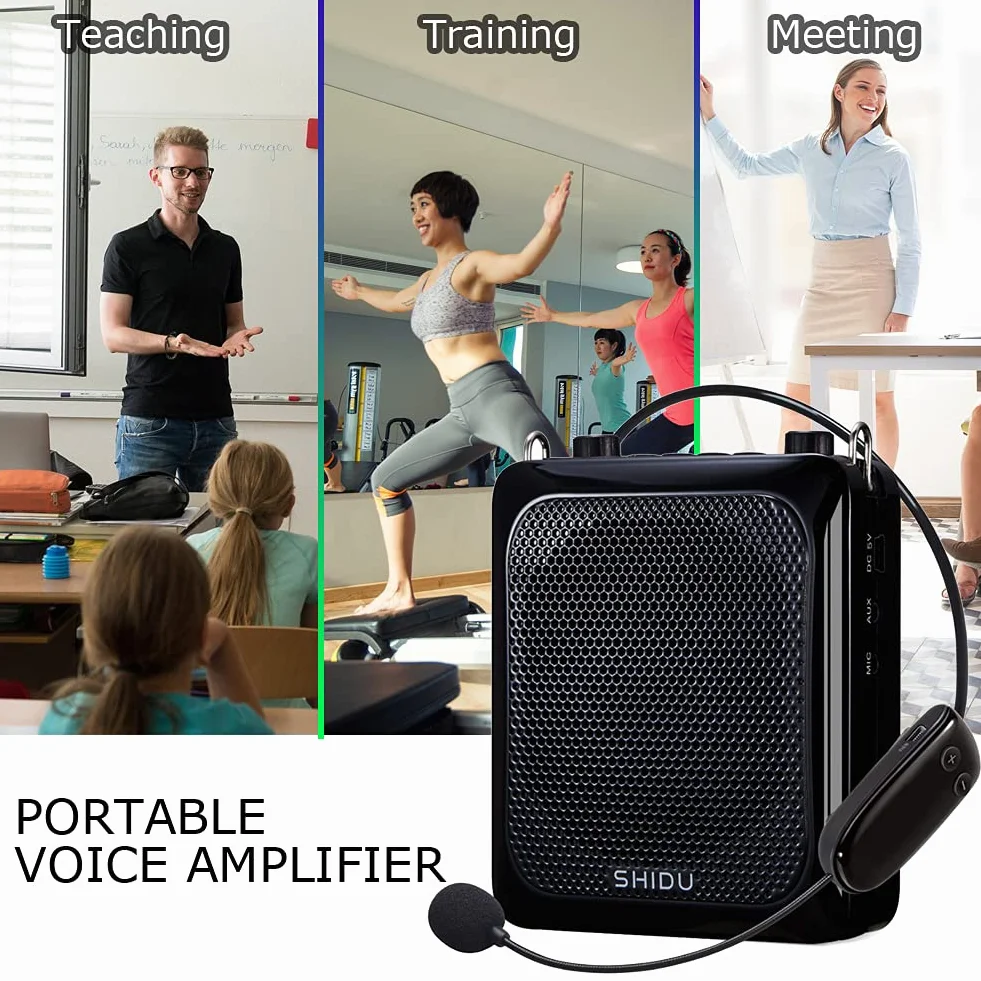 Bezprzewodowy wzmacniacz głosu SHIDU Original S28 Protable 25W PA System Obsługa Bluetooth z zestawem słuchawkowym UHF Mikrofon Mini Amp Głośnik dla nauczycieli, klasa, przewodnik wycieczek