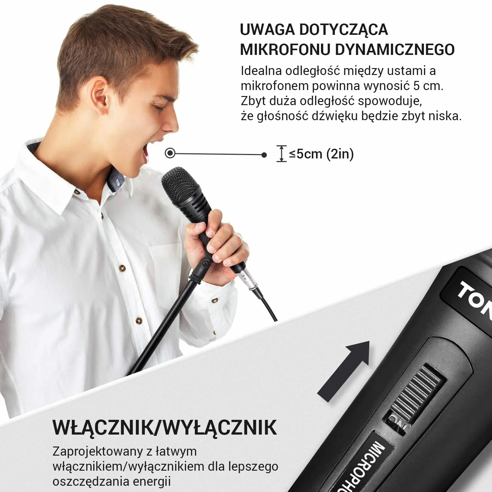 TONOR Dynamiczny mikrofon z kablem XLR 5 m, jack 6,35 mm, mikrofon ręczny, mikrofon kompatybilny z JBL Partybox, urządzenie do karaoke, mikromiks do DVD/telewizora/KTV audio/miksera