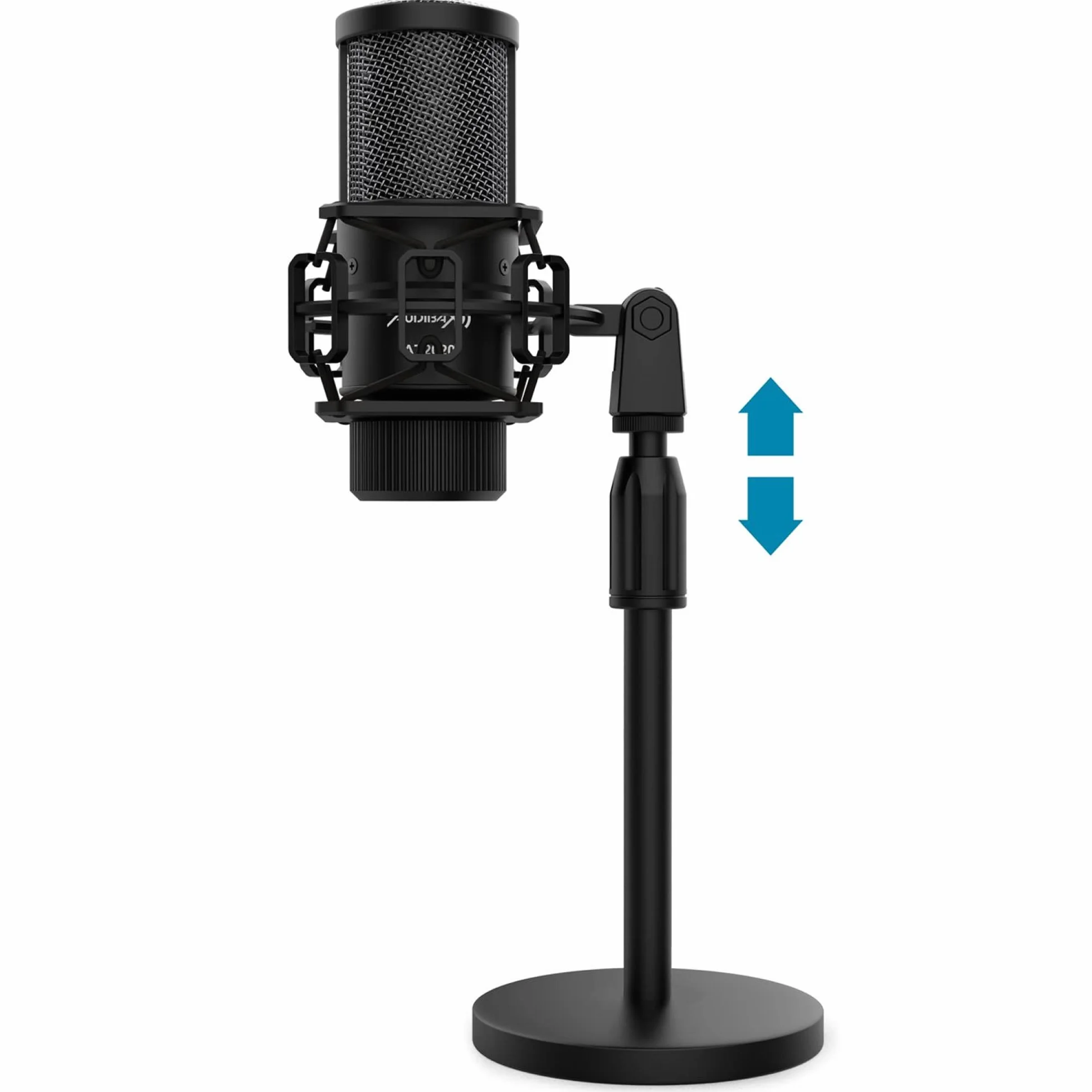 Audibax AT2020 - Mikrofon studyjny - w zestawie kabel XLR, uchwyt na stół i żyrandol, wiatrówka i walizka - Pasmo przenoszenia 50 Hz/20 KHz - Kardioidalny mikrofon z biegunowym wzorem