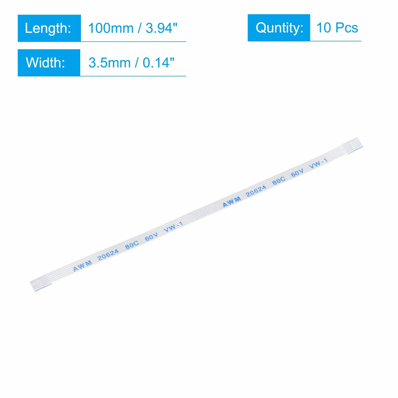 sourcing map Opakowanie 10 szt. FFC FPC kabel 6 pin 0,5 mm 100 mm (typ A) do drukarki LCD 3D aparat DVD