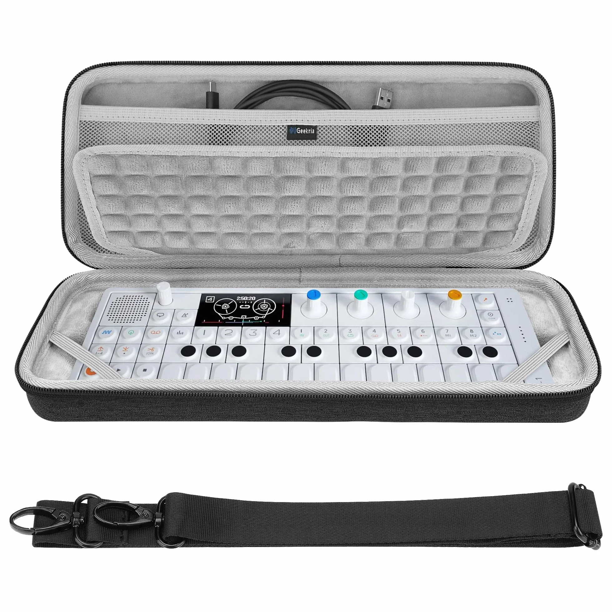 Geekria twarda walizka podróżna kompatybilna z Teenage Engineering OP-1 Field/OP-1/ OP-XY przenośnym syntezatorem, torba do przenoszenia audio samplera (ciemnoszary)