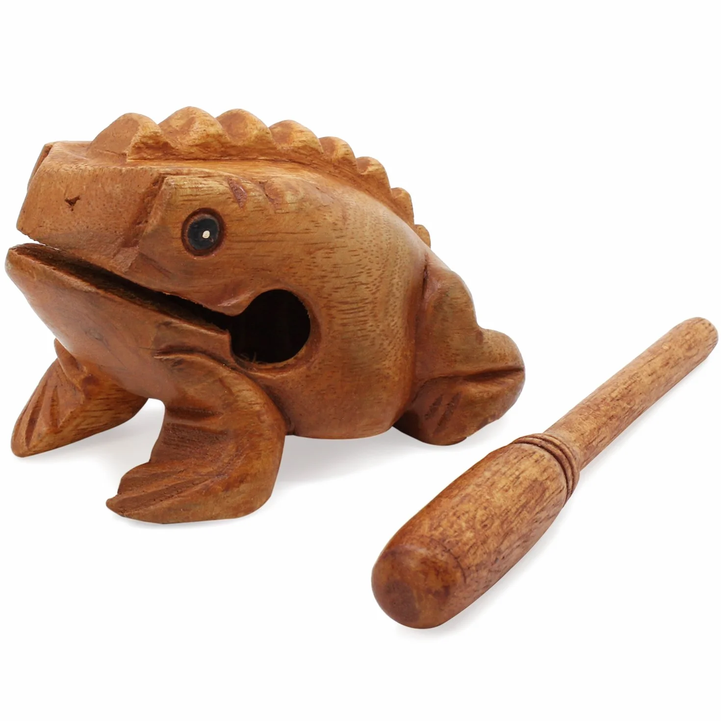 Aussel Guiro Croaking drewniana żaba z pałeczkami, instrument muzyczny, instrument dźwiękowy, uczciwy handel perkusyjny (8,8 cm)