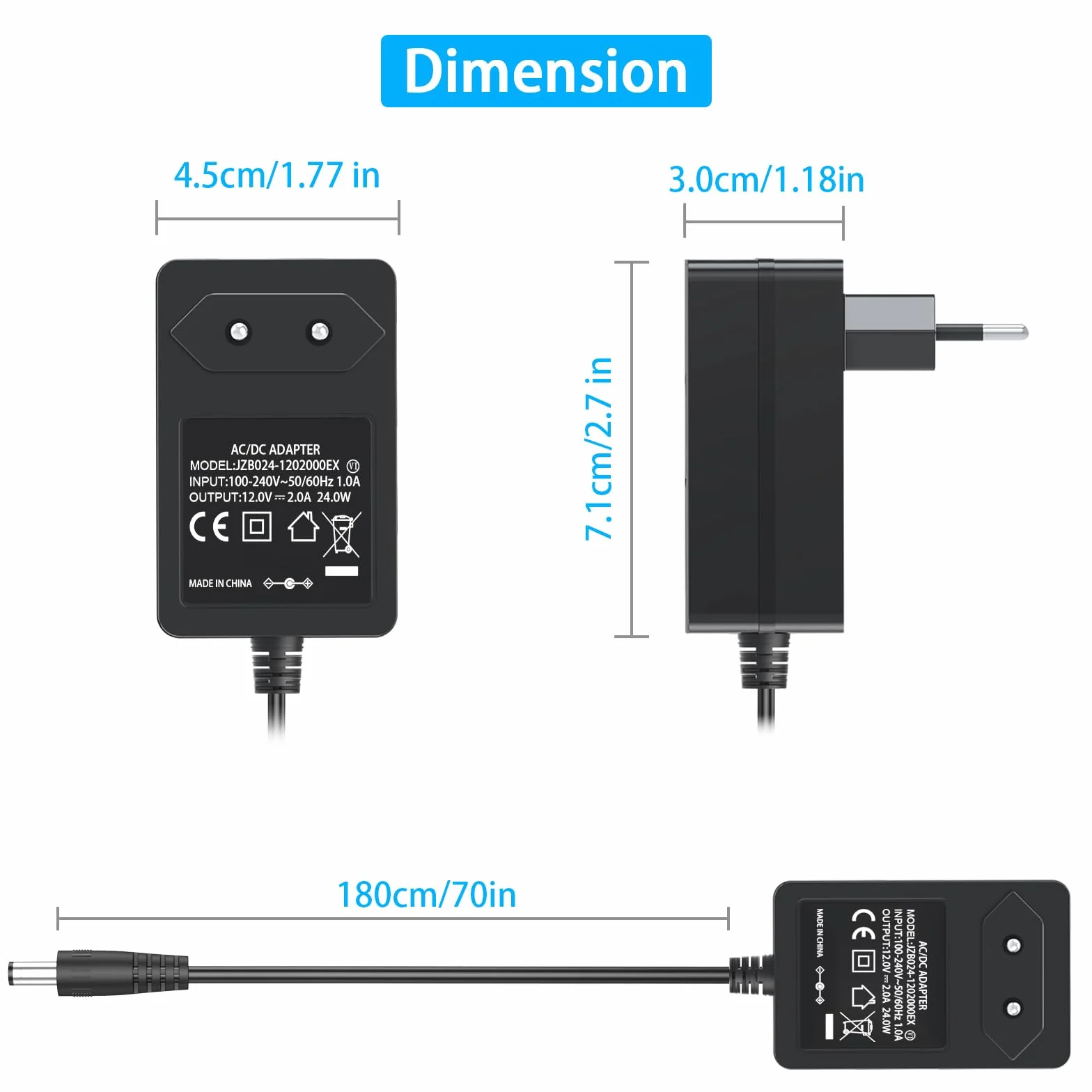 Kabel zasilający 12 V do gramofonu Audio Technica AT-LP60X AT-LP60X-BK AT-LP60X-BW AT-LP60XBT-RD AT-LP120XUSB-BK napęd bezpośredni gramofon