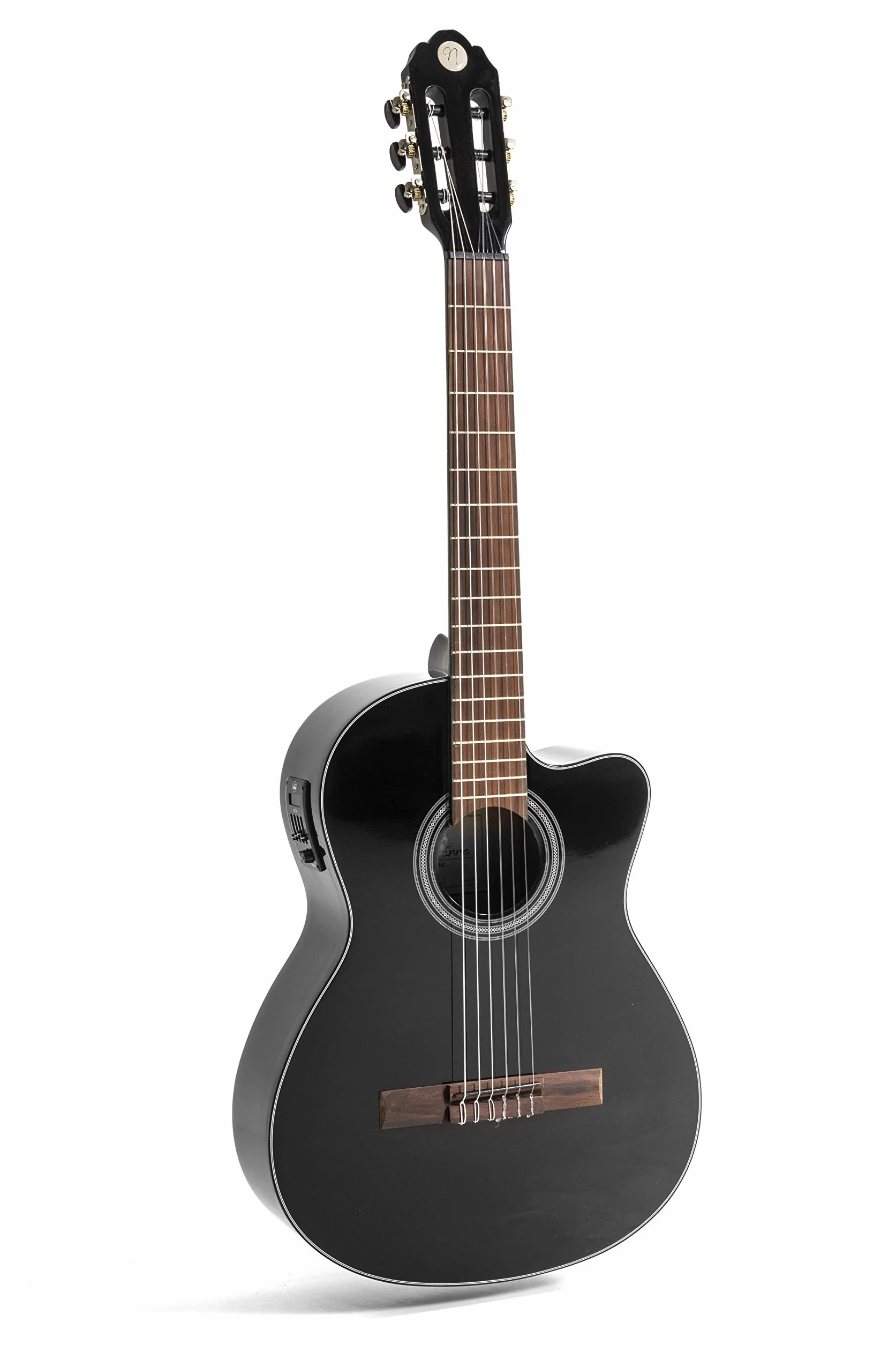 E-gitara koncertowa, gitara klasyczna elektro special dark moon - czarna, z wycięciem