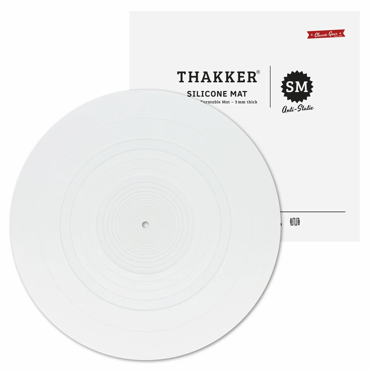 THAKKER Antystatyczna silikonowa mata gramofonowa biała 3 mm 298 mm 12 cali