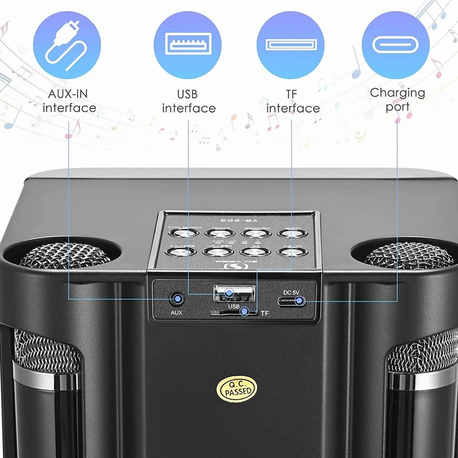 Maszyna Karaoke Głośnik z 2 bezprzewodowymi mikrofonami dla dorosłych, dzieci Przenośny Bluetooth HD Sound PA System, Śpiewająca maszyna z Echo i Vocal Cut, obsługuje TF/USB, AUX