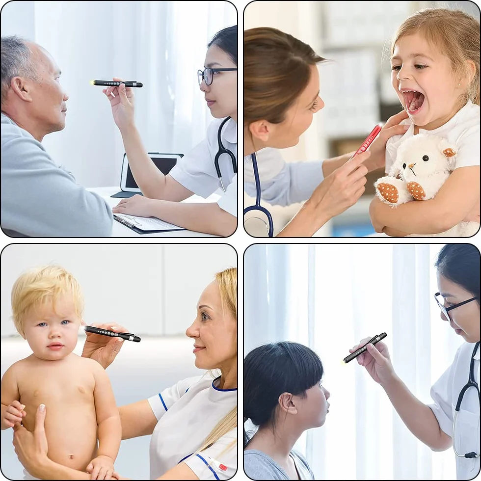 Newaner Lampa diagnostyczna Penlight (3-częściowa), wielokrotnego użytku lampa diagnostyczna LED na długopis, latarka z uchwytem świetlnym z klipsem do torebki dla uczniów