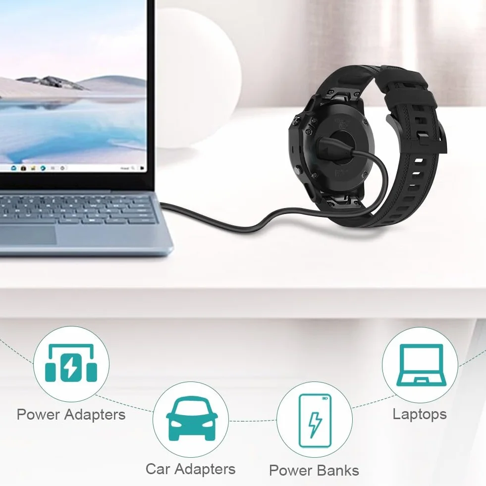 AXFEE Ładowarka kompatybilna z bransoletką Garmin, kabel do ładowania USB, zapasowy zegarek, adapter do ładowania, kompatybilna z Garmin Fenix 7 7S 7X, 6 6S 6X, Fenix 5 5S 5X