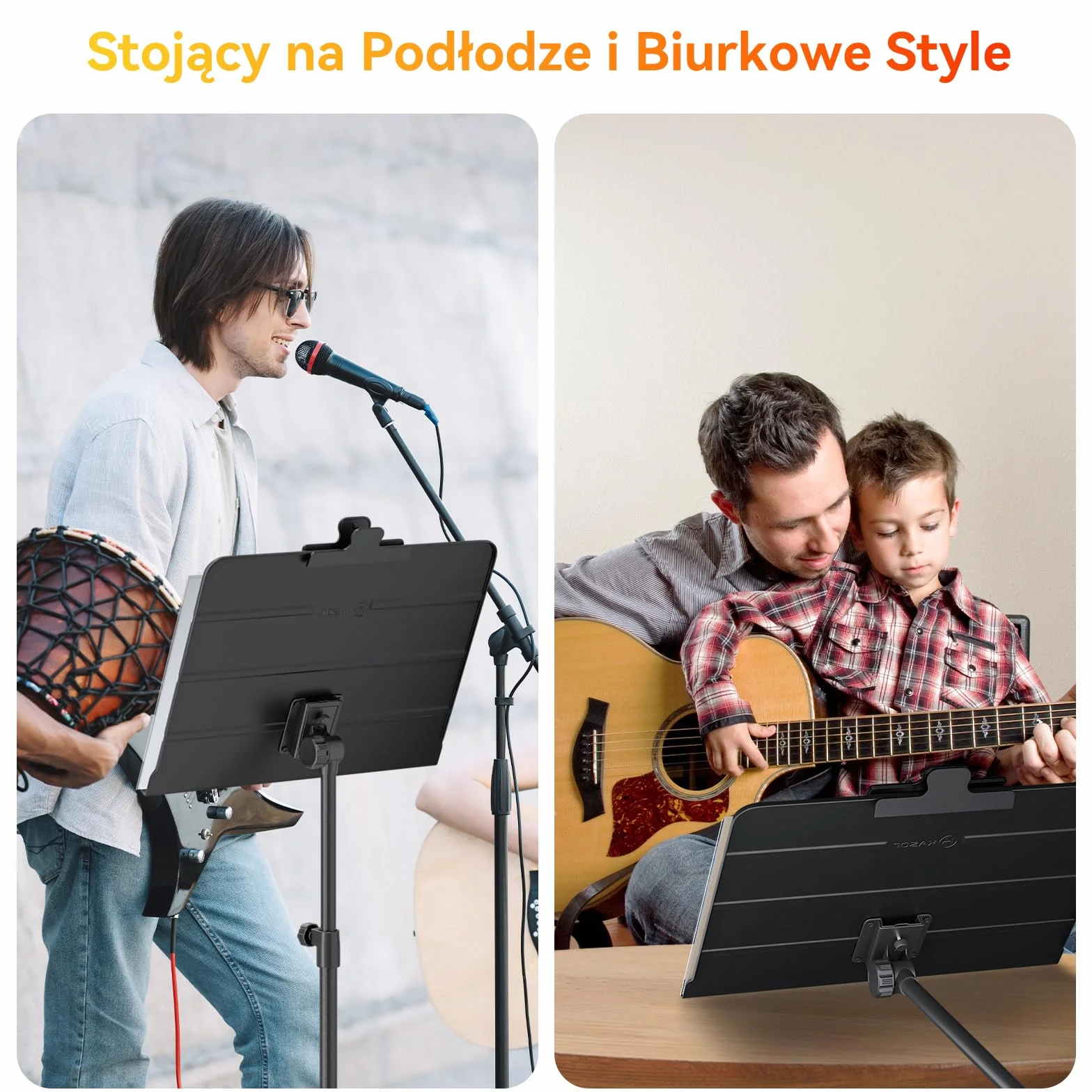 K Kasonic Składany Stojak na Nuty, 2 w 1 Składany Stojak na Nuty z Folderem na Nuty, Przenośny Zestaw Stojaka na Książki Muzyczne do Występów, Stojak na Nuty Trójnogowy na Potrzeby Muzyczne, Czarny