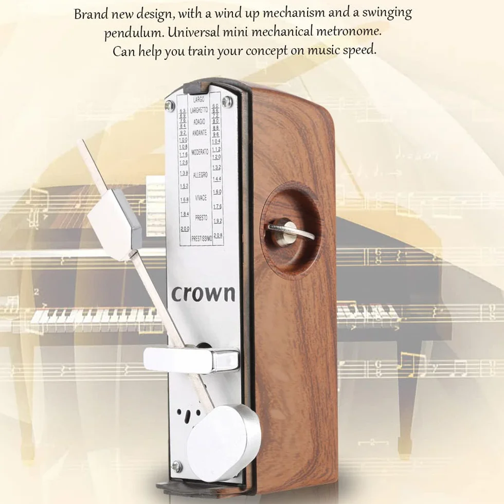 Przśny Mini Metronome Metronom Uniwersalny Metronome 11cm Wysokość dla Fortepianu Gitara Skrzypce Ukulele Chiński Zither Instrumenty Muzyczne FNHY