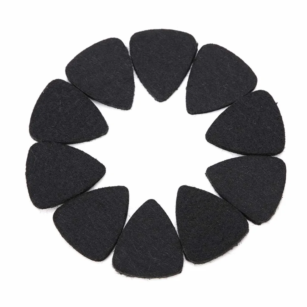 Dilwe 10 szt. plektronów z filcu wełnianego 3 mm do gitary ukulele (czarne)