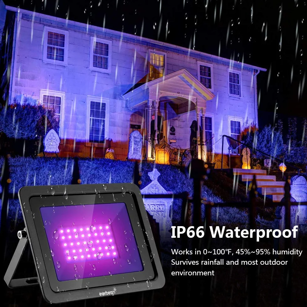 Lampa Halogenowa UV Everbeam 365nm o mocy 100W – Żarówki o Najwyższej Wydajności, Klasa Wodoszczelności IP66 – Sztuczne Oświetlenie Akwarium, Sceny, Imprez – Idealna na Imprezy