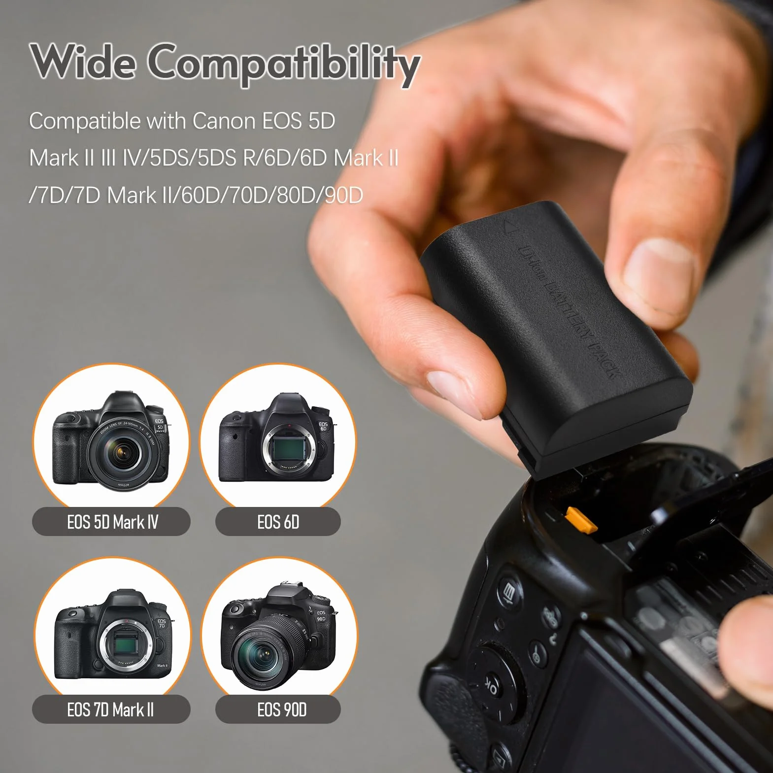 Andoer LP-E6 akumulator zamienny i zestaw ładowarki, ładowarka 3 gniazda + 3 akumulatory LP-E6 2650 mAh kompatybilne z Canon EOS 5D Mark II III IV/5DS/5DS R/6D/6D Mark II/7D Mark II/60D/70D/80D/90D