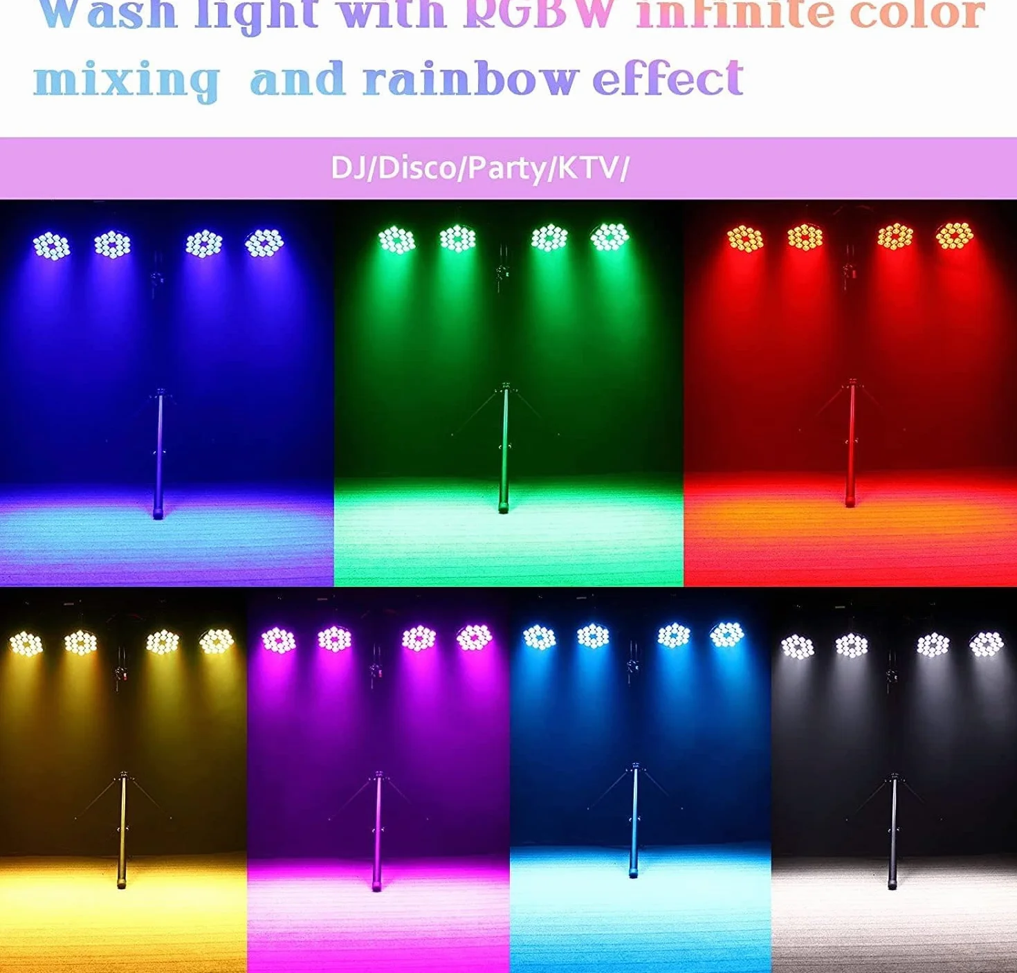 4 szt Reflektor LED Par 200W 18 LED reflektor sceniczny reflektor dyskotekowy światło imprezowe, 8CH Par LED światło RGBW DMX dźwięk stroboskopowy DJ świetlny na pokaz bar impreza Halloween