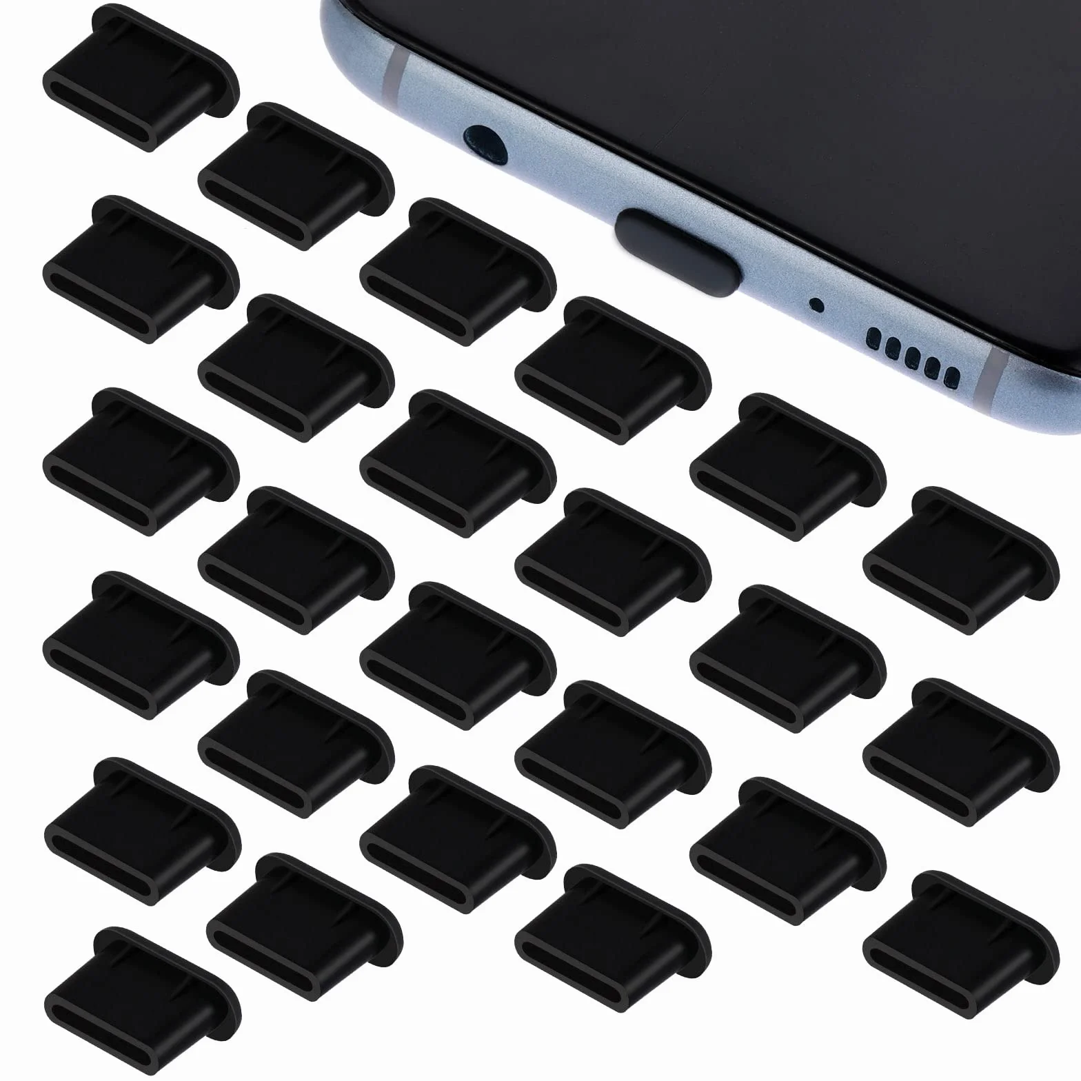 Giantree Zestaw 25 sztuk wtyczek antypyłowych typu C, silikonowe antypyłowe osłony do portu ładowania USB C, osłony antypyłowe na wtyki typu C, zatyczki do smartfonów i laptopów