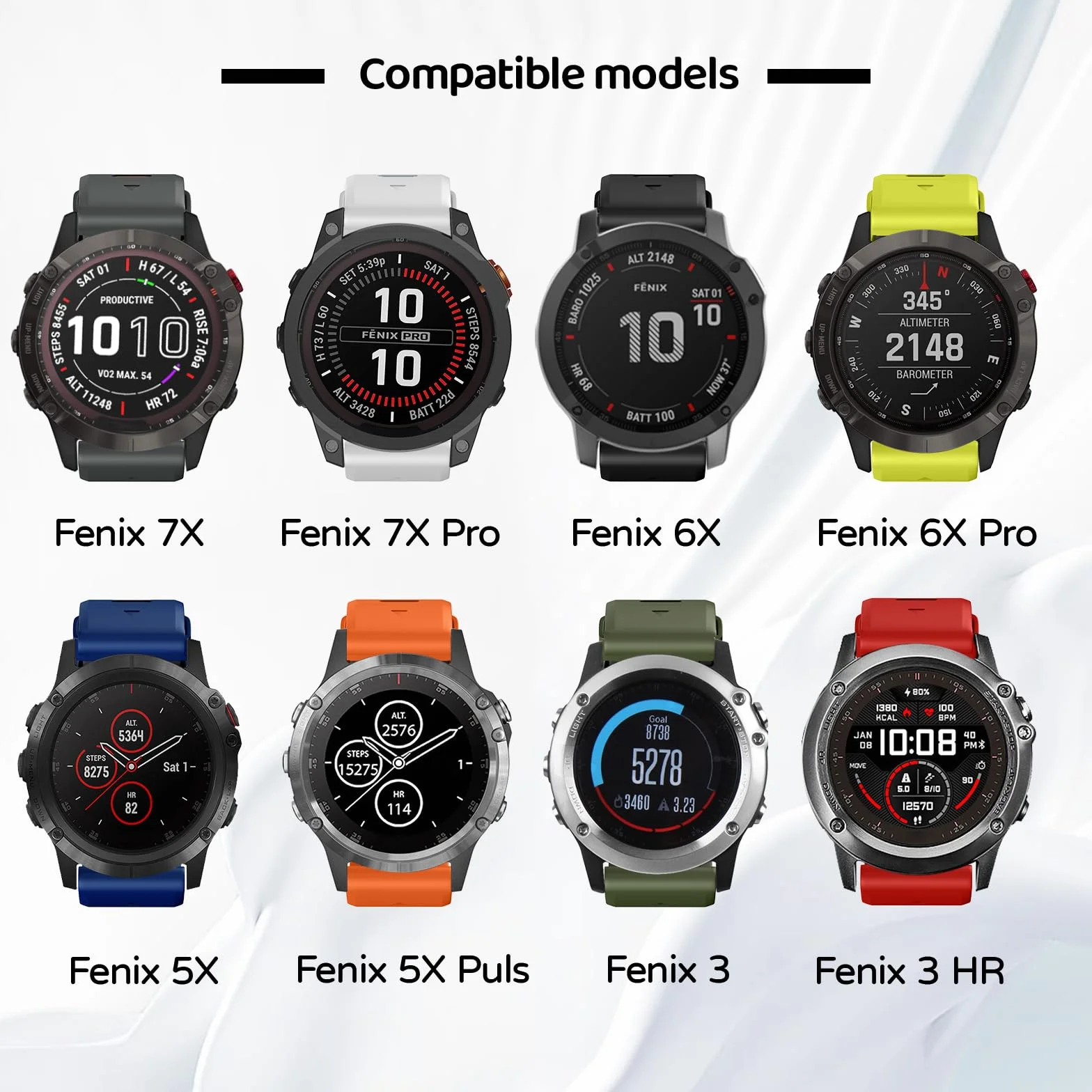 Pasek do zegarka Garmin Fenix 7X Pro / Fenix 7X / Fenix 6X Pro / Fenix 6X / Fenix 5X / Fenix 3, 26 mm silikonowy pasek zastępczy do Garmin Epix Pro 51 mm/TACTIX 7