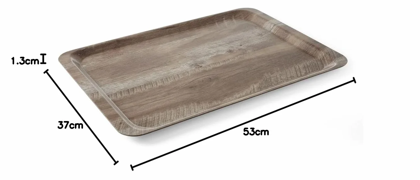 HENDI Taca z melaminy laminowana wzorem drewna - Ciemny drewniany - 370x530mm