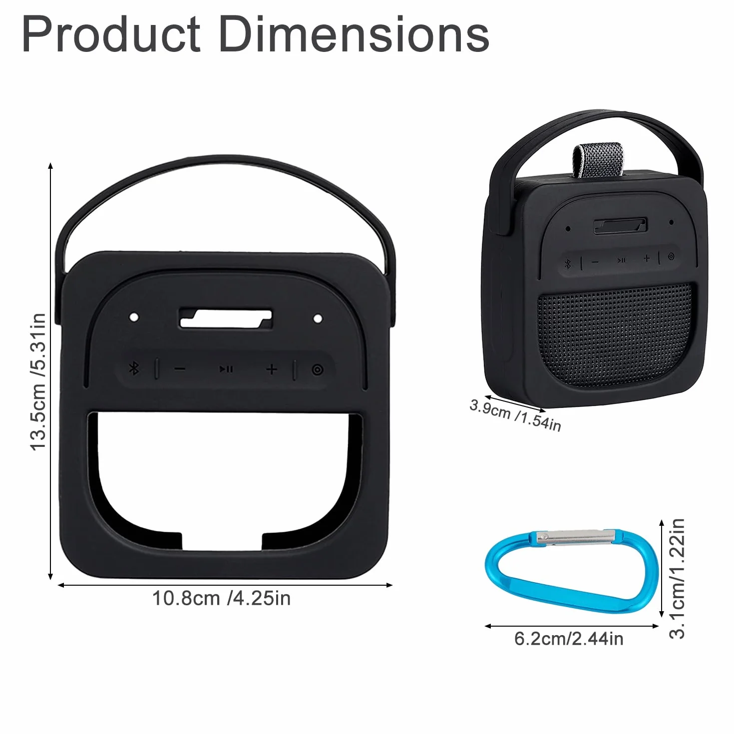 Silikonowe Etui Ochronne do Bose SoundLink Micro 2. Generacji Głośnika Bluetooth, Przenośne Okładka z Uchwytem i Karabińczykiem, Samo Etui (Czarne)