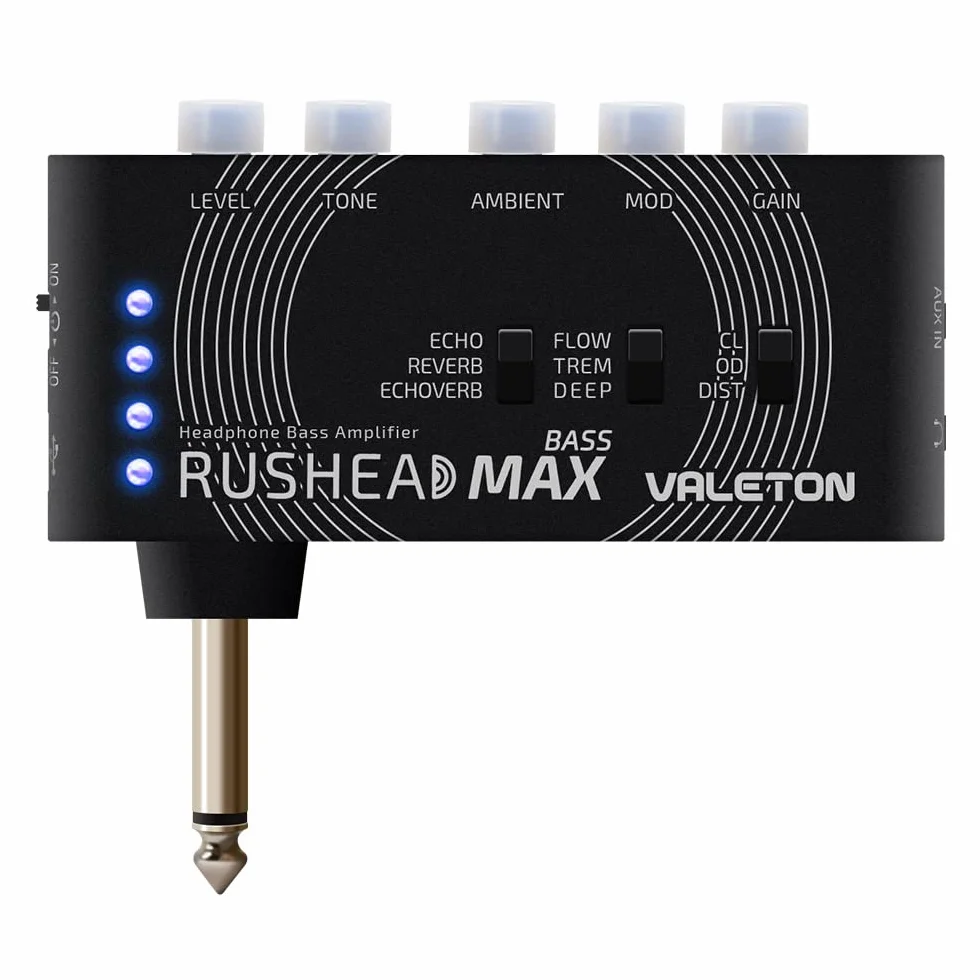 Valeton Rushead Max Bass wzmacniacz słuchawkowy wiele efektów ładowanie USB przenośny kieszonkowy podręczny sypialnia wtyczka mini wzmacniacz treningowy