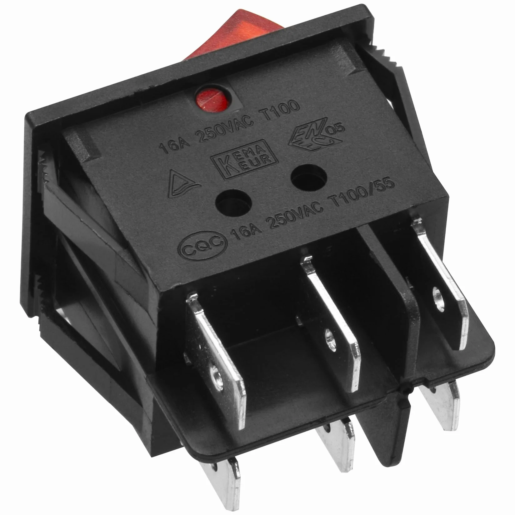 heschen Double Rocker Switch SPST ON-OFF-6 Terminals Red Light 16 A 250 VAC 2 Pack