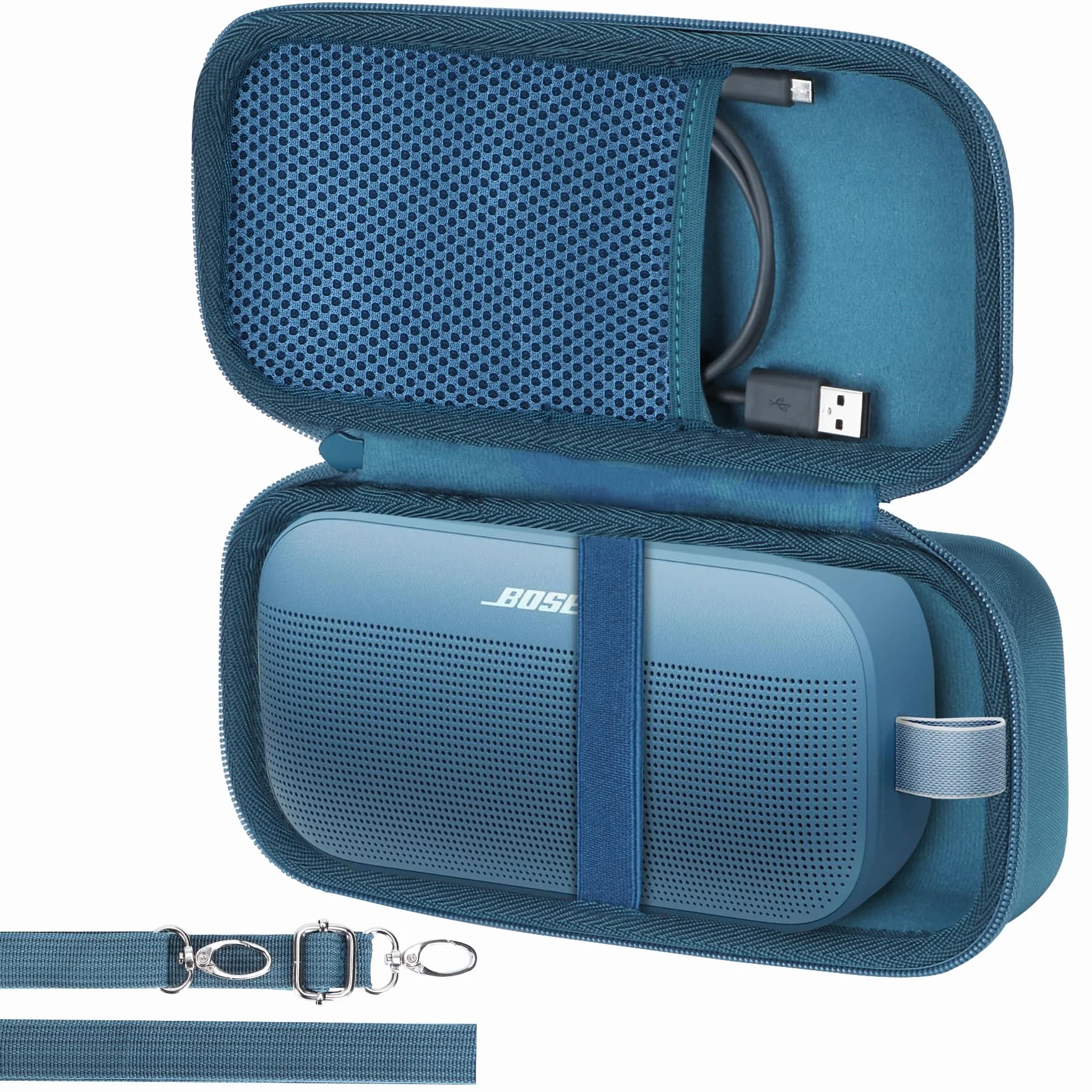 Lebakort Twarde etui kompatybilne z przenośnym głośnikiem Bluetooth Bose SoundLink Flex (2. generacji) (granatowa obudowa)