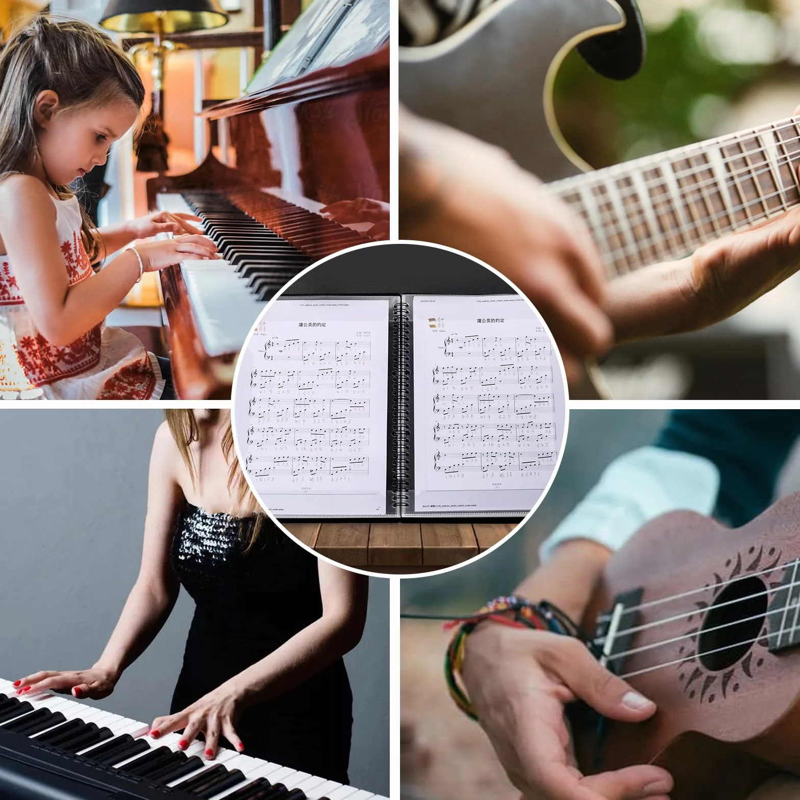 Teczka na Nuty A4 - Czarna, 30 Kieszeni/90 Stron, dla Muzyków i Zespołu Music Note