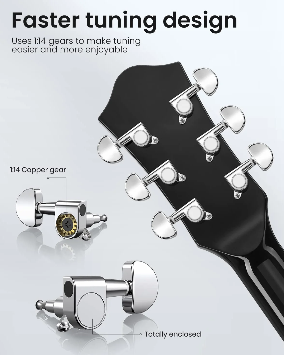 Moukey MBG-01 Basswood 41 cali gitara czarna