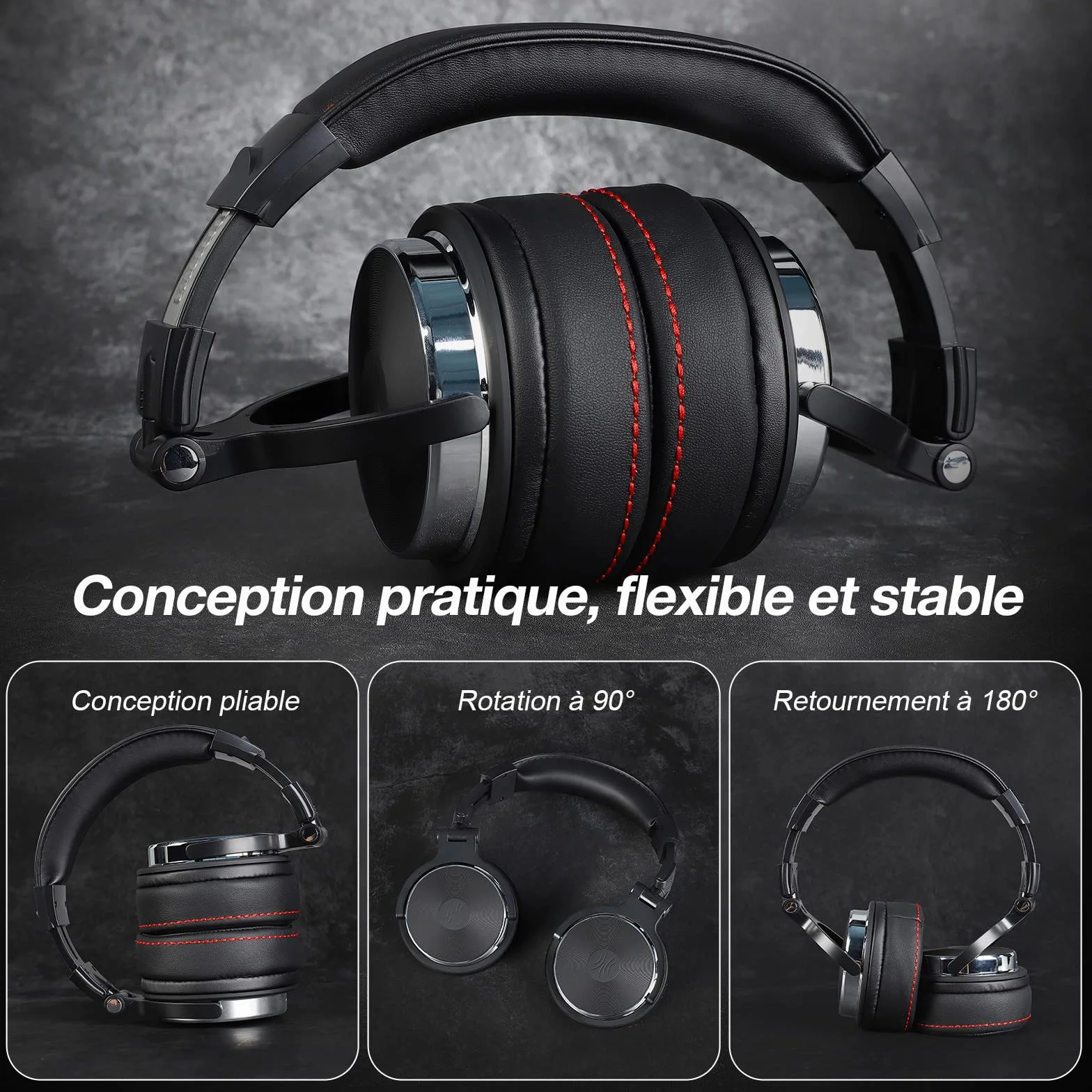 OneOdio Słuchawki nauszne HiFi z kablem, Share-Port, duży sterownik 50 mm, białko-skórzane nauszniki do DJ-ów, podcastów, nagrywania, monitora, bez adaptera, zamknięte słuchawki studyjne