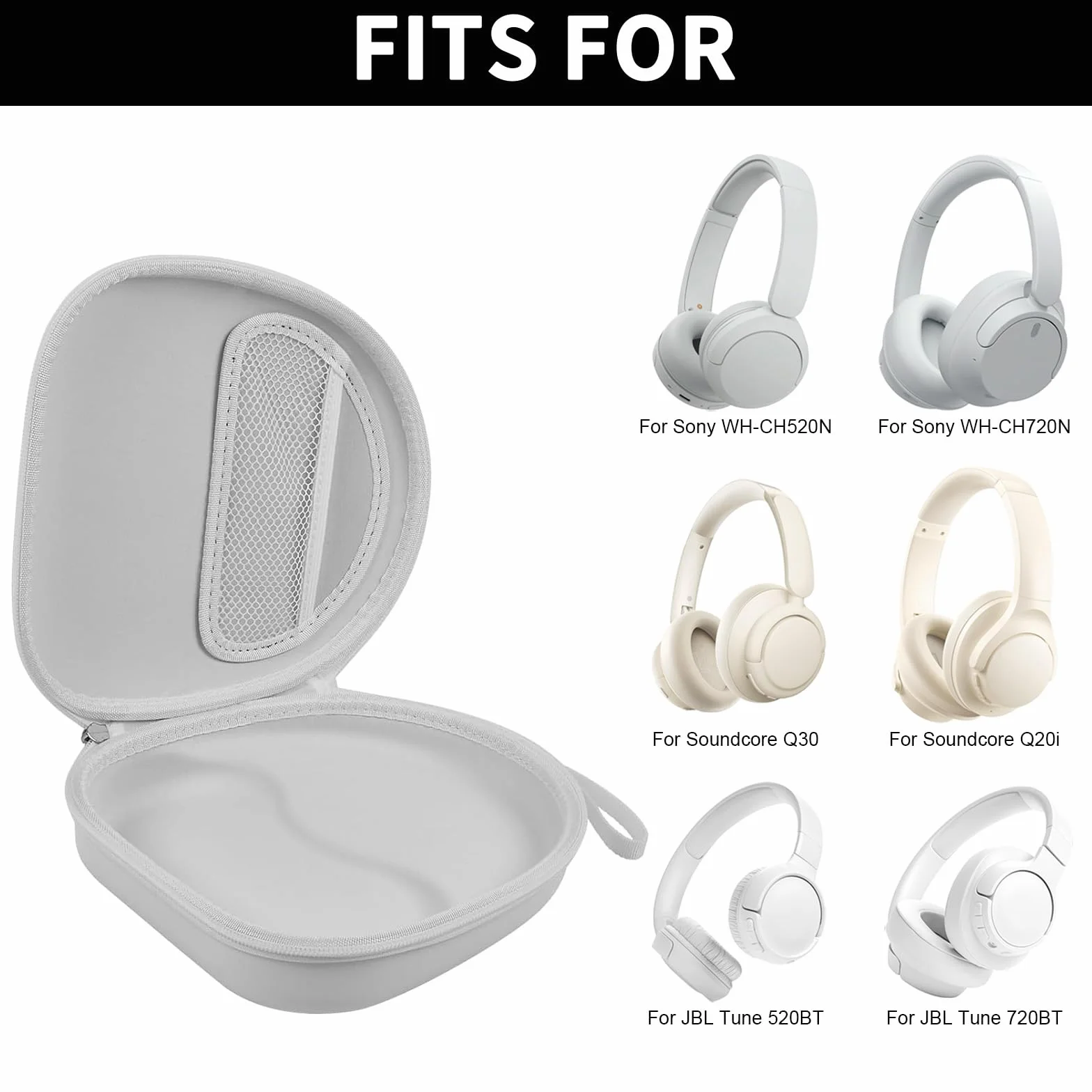 PAIYULE Etui do Sony WH-CH720N CH520 1000XM4 Bezprzewodowe Słuchawki Bluetooth z Redukcją Szumów, Torba Podróżna na Kabel USB (Tylko Pudełko) (Kolor Biały)