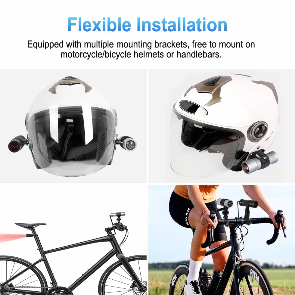 VSYSTO 4K Ultra wysokiej rozdzielczości kamera WiFi Rejestrator motocyklowy Sport Rejestrator nart Wyświetlacz temperatury Starlight Night Vision Metal Body Wodoodporne nagrywanie pętli