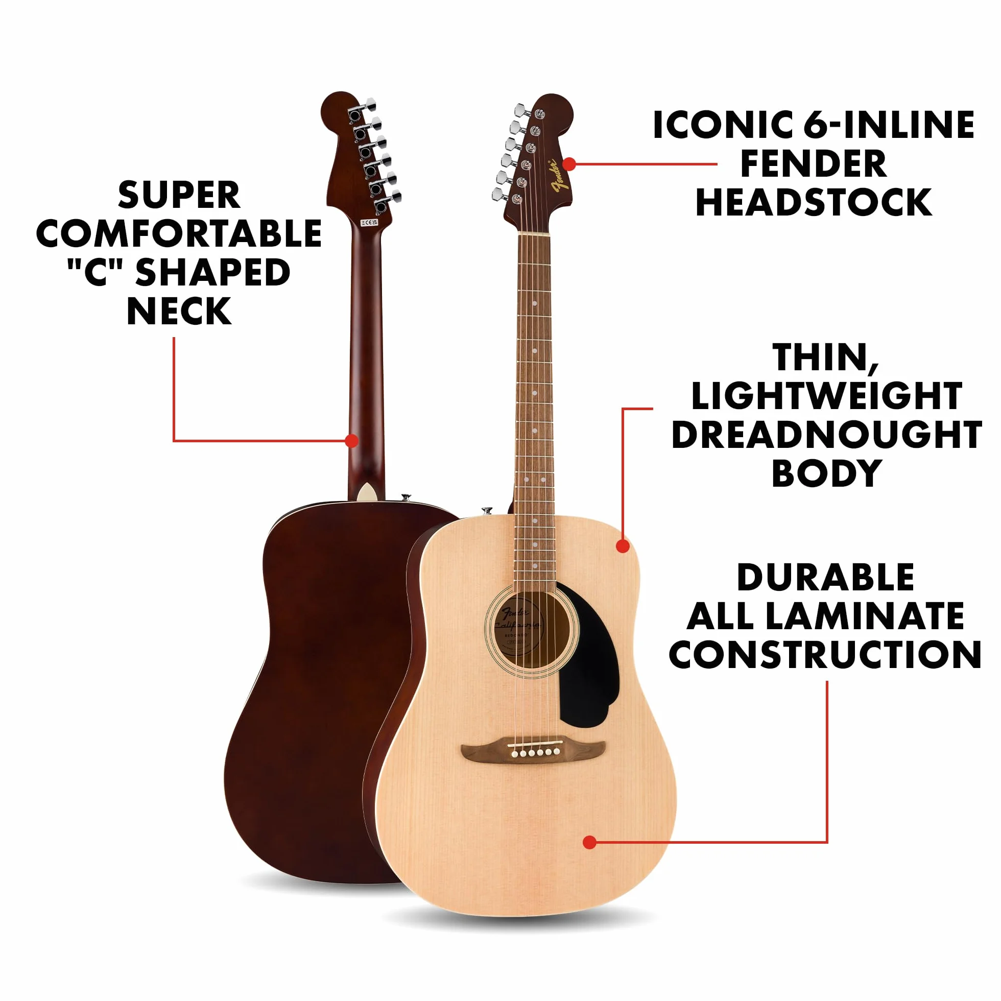 Fender California Redondo Dreadnought Gitara akustyczna świerk naturalny