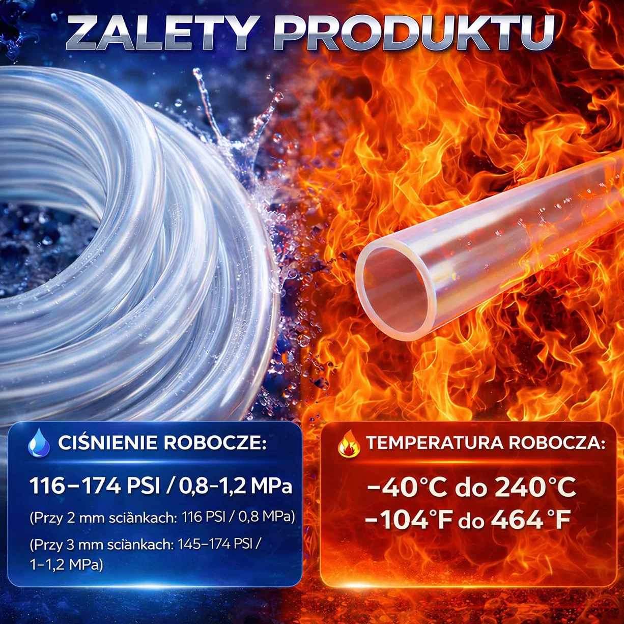 Wąż silikonowy 8mm ID x 11mm OD 2 Metry -50 do 230 C - Idealny do domu, akwarystyki, laboratorium, przemysłu