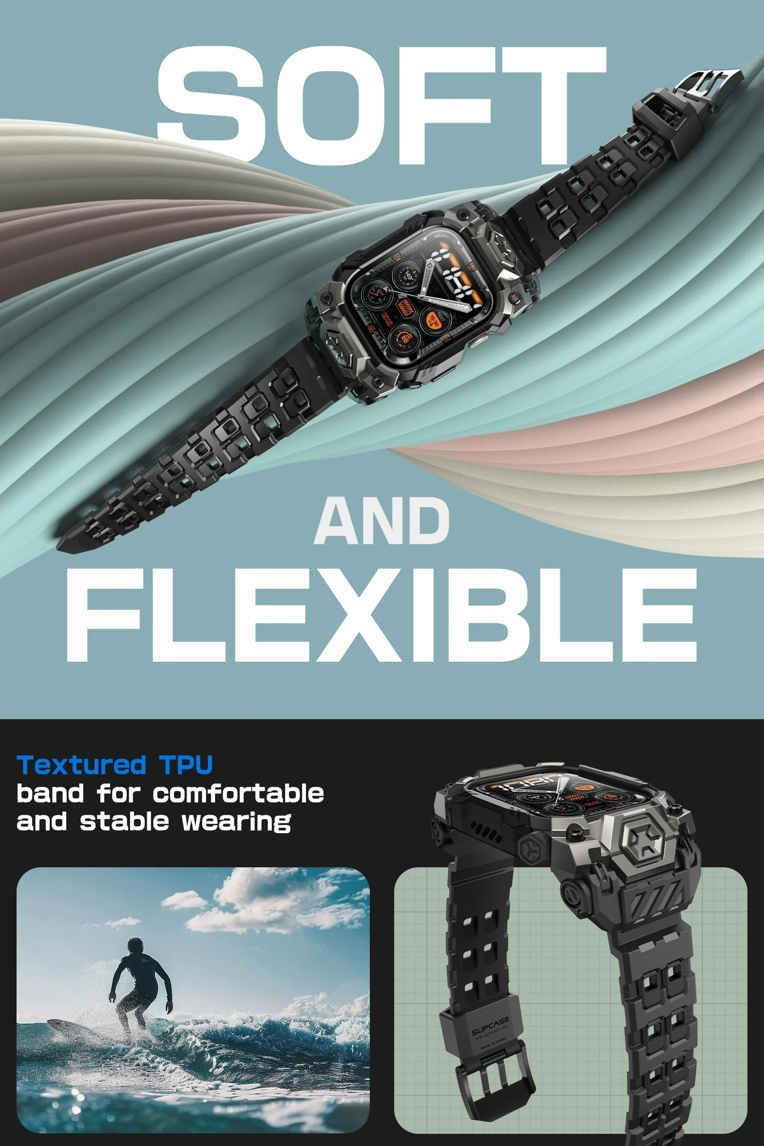 SUPCASE Etui do Apple Watch 11/10 46 mm z paskiem (ruda żuka jednorożca), [odporne na zarysowania] [ochrona klasy wojskowej] wytrzymałe sportowe męskie etui ochronne z regulowanym paskiem