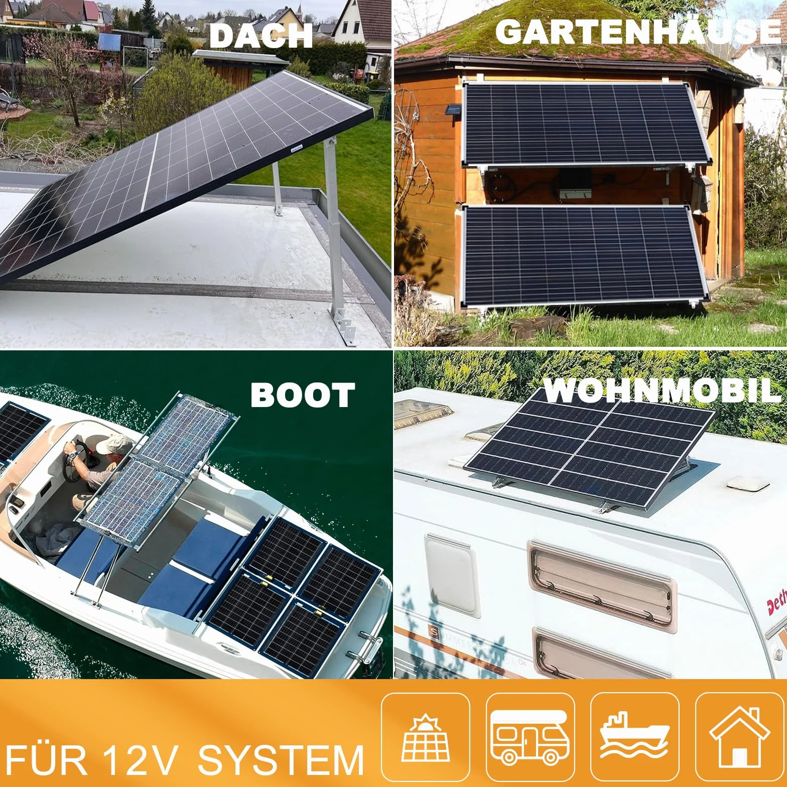 enjoy solar® Monokrystaliczny Panel słoneczny 100W 12V, PERC 9BB – idealny do kampera, instalacji balkonowej, altanki, łodzi