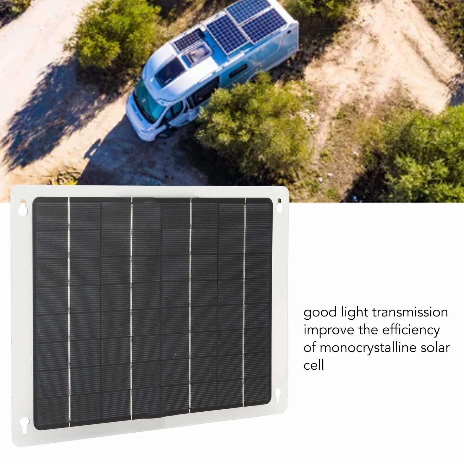Panel Słoneczny, Polikrzemowy Panel ładowarki Słonecznej 20 W 12 V z Podwójnym Portem ładowania USB i Kablem Obd, do Samochodu, Kampera, łodzi, łodzi, Przyczepy, Kempingu