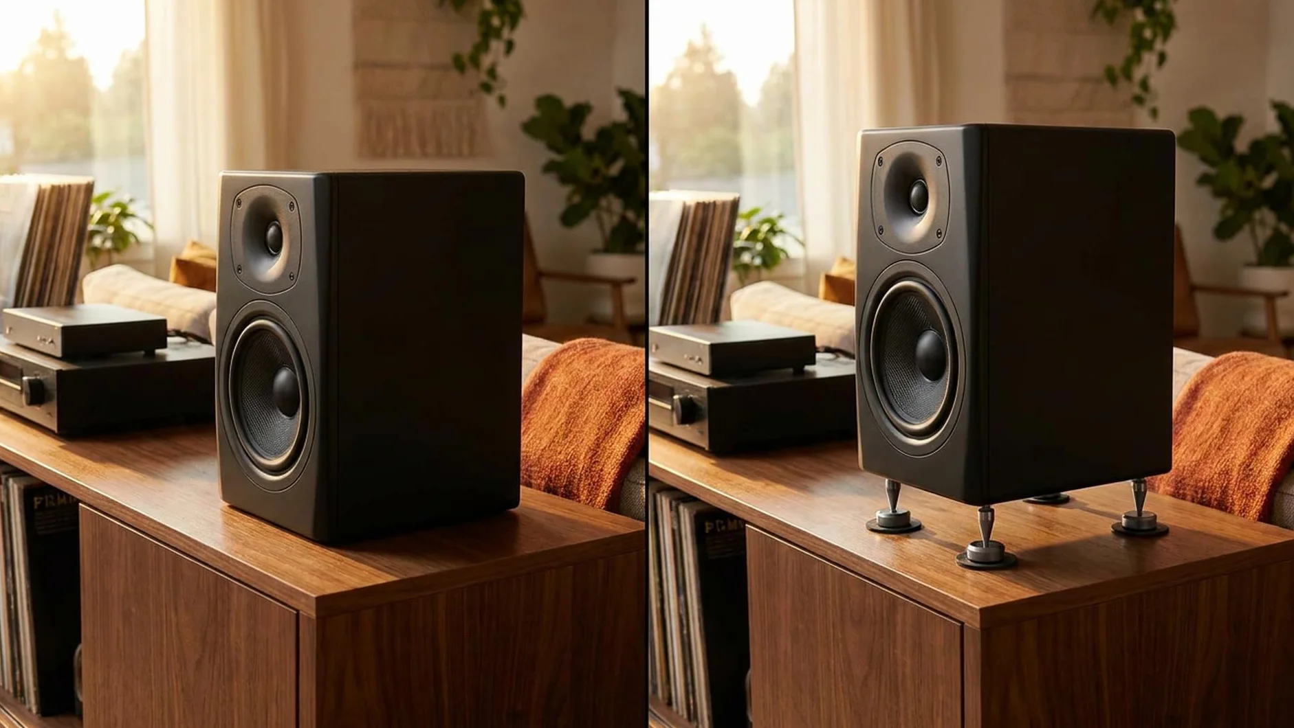 PrecisionGeek Kolce głośnikowe M6 z podkładkami izolacyjnymi 20 mm, zestaw 4 kolców + 4 podkładki, anodowane aluminium, szare, głośniki HiFi, stojaki AV, subwoofery i sprzęt audio, nóżki