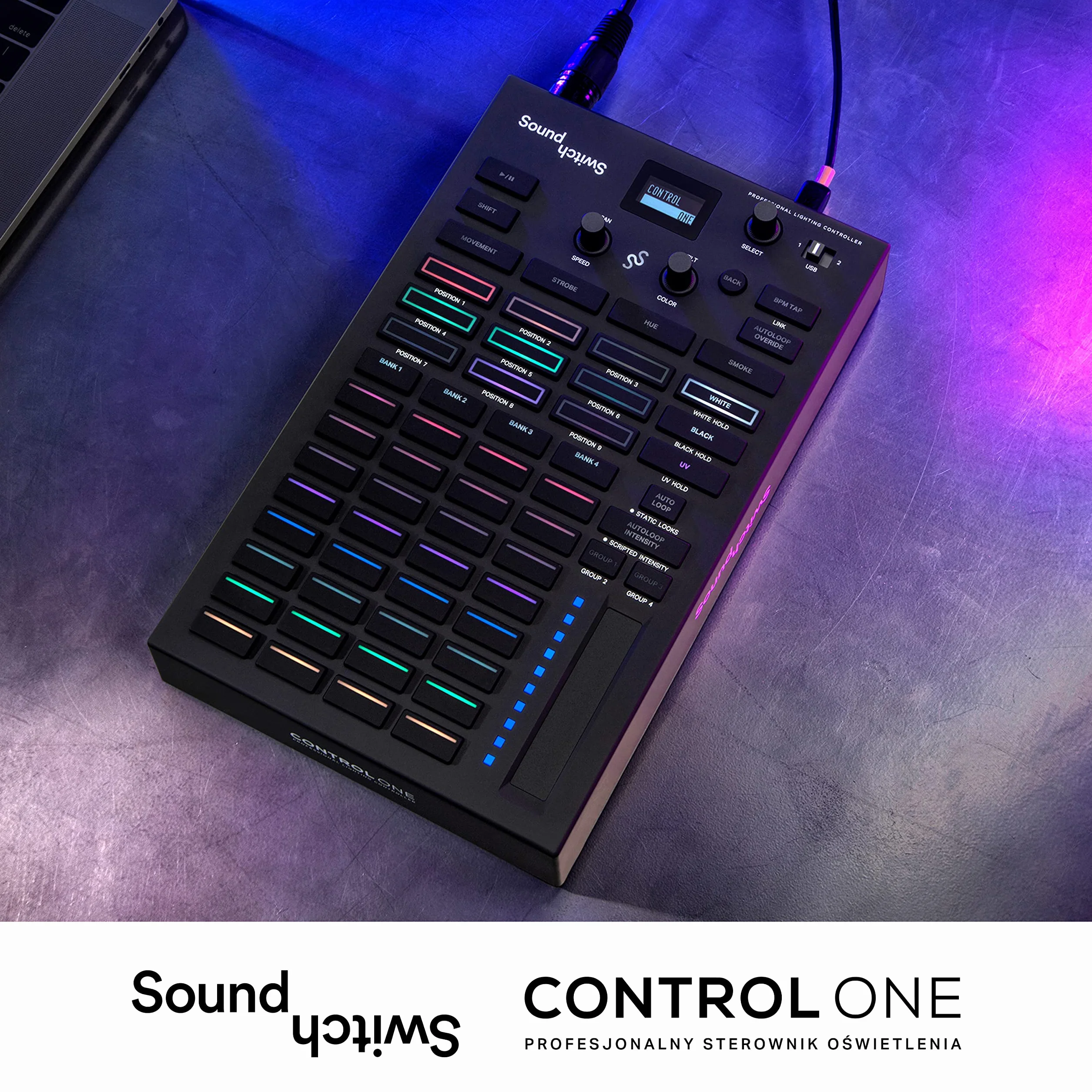 SoundSwitch Control One - Profesjonalny Sterownik DMX Oświetleniadla DJ-ów z 3-Miesięcznym Dostępem do SoundSwitch Oraz Obsługą DMX i Phillips Hue