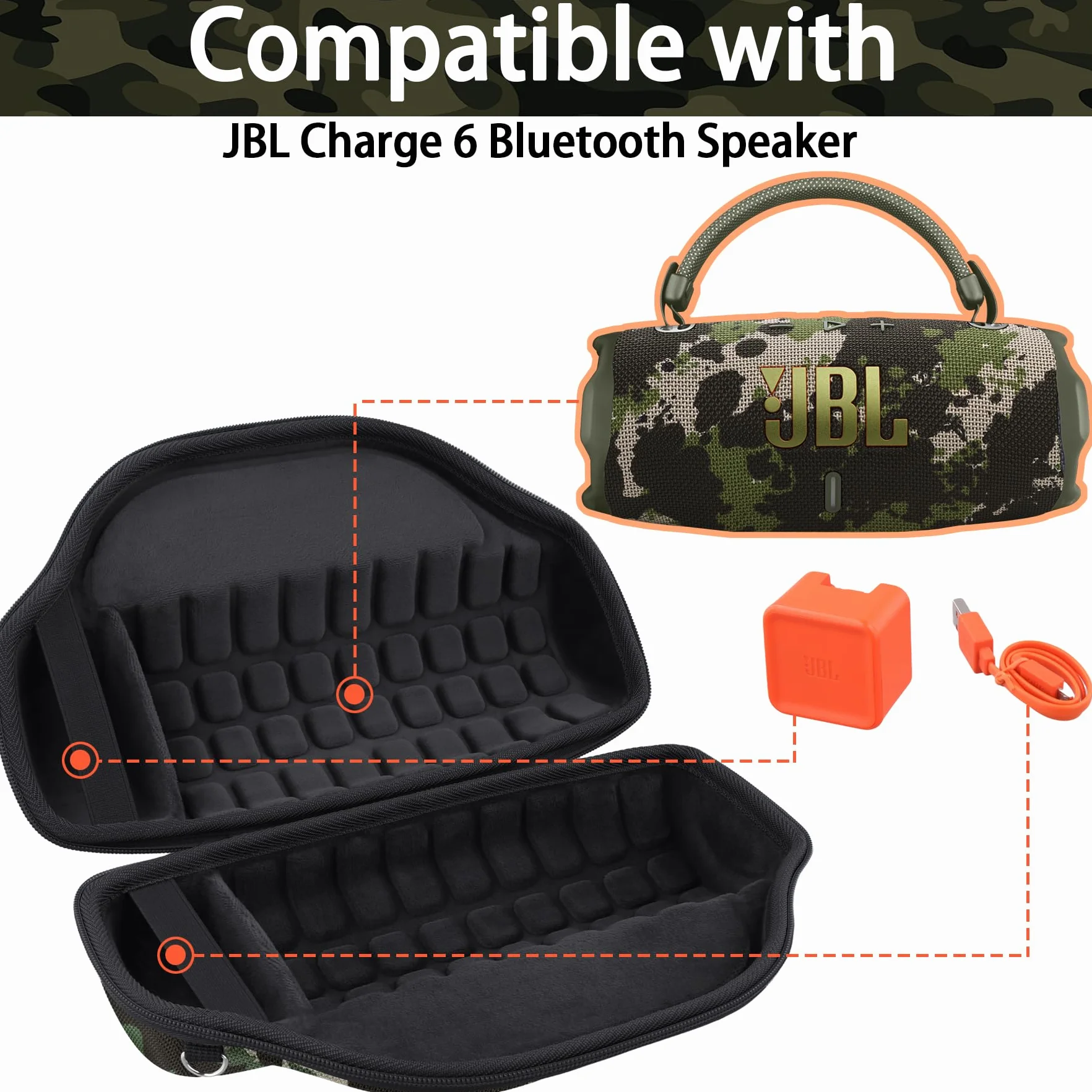 co2CREA Twarda torba przenośna etui do JBL Charge 6 przenośnego bezprzewodowego głośnika Bluetooth z odpinanym paskiem na ramię, tylko etui