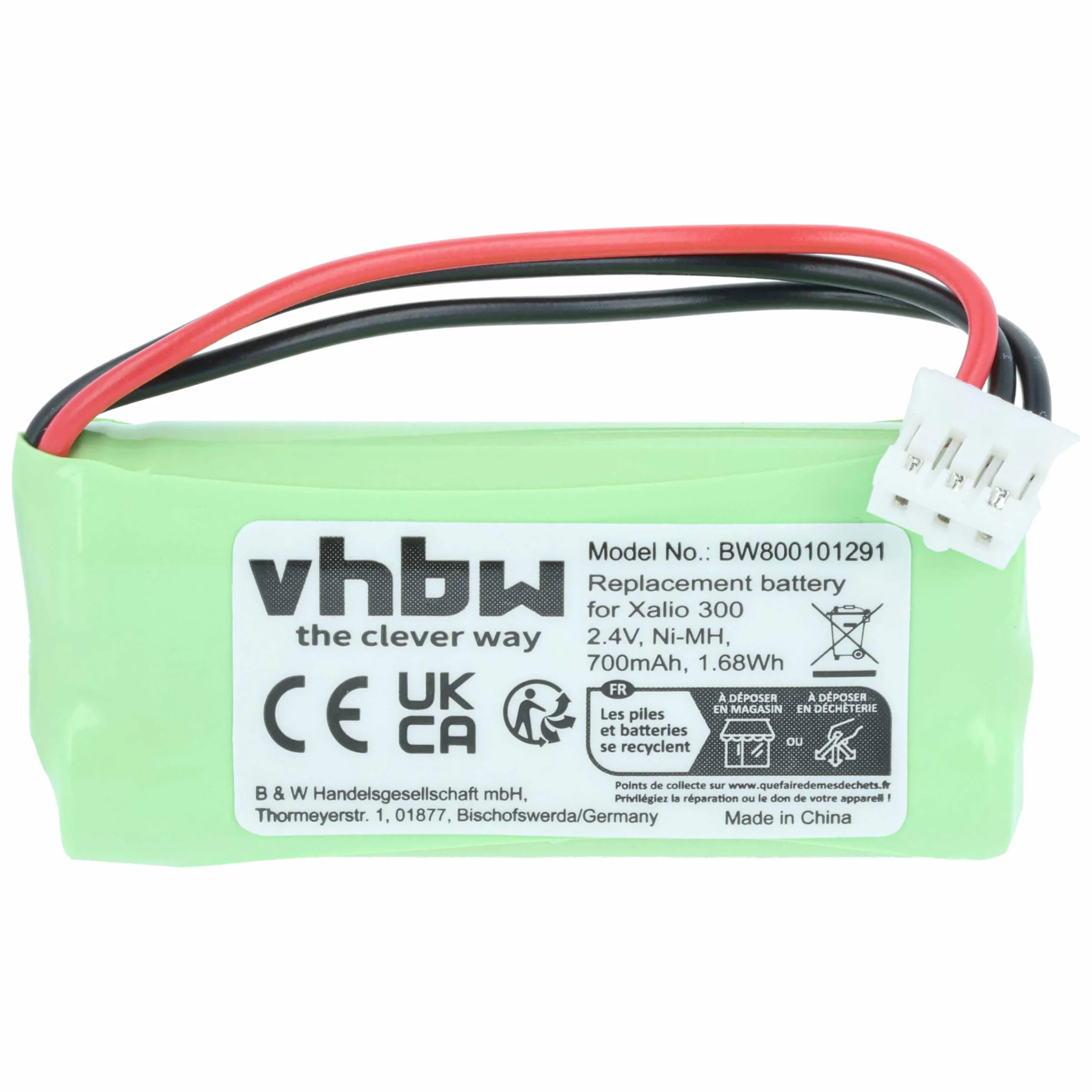 vhbw NiMH akumulator 600 mAh (2,4 V) do bezprzewodowego telefonu stacjonarnego Philips Xalio 300, 300 DECT jak 2HR-AAAU, H-AAA600X2, H-AAA500X2.