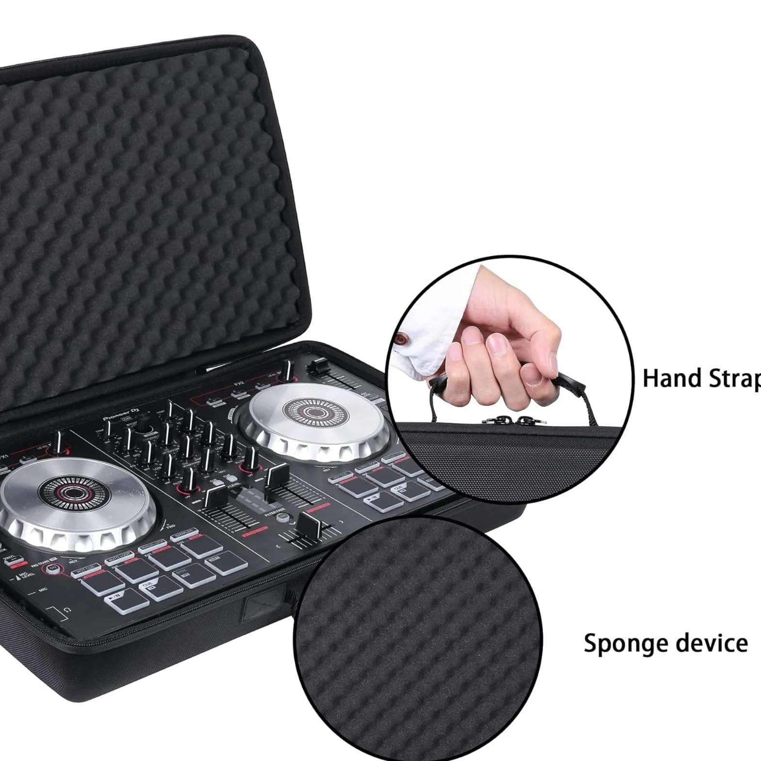 Bewinner DJ Controller Case for Pioneer DDJ FLX4, Wyściełana Torba Przenosząca z pianką pochłaniającą Wstrząsy, Jasna Podszewka Wnętrza, Regulowane Paski Bezpieczeństwa (50 * 30 * 8 cm)
