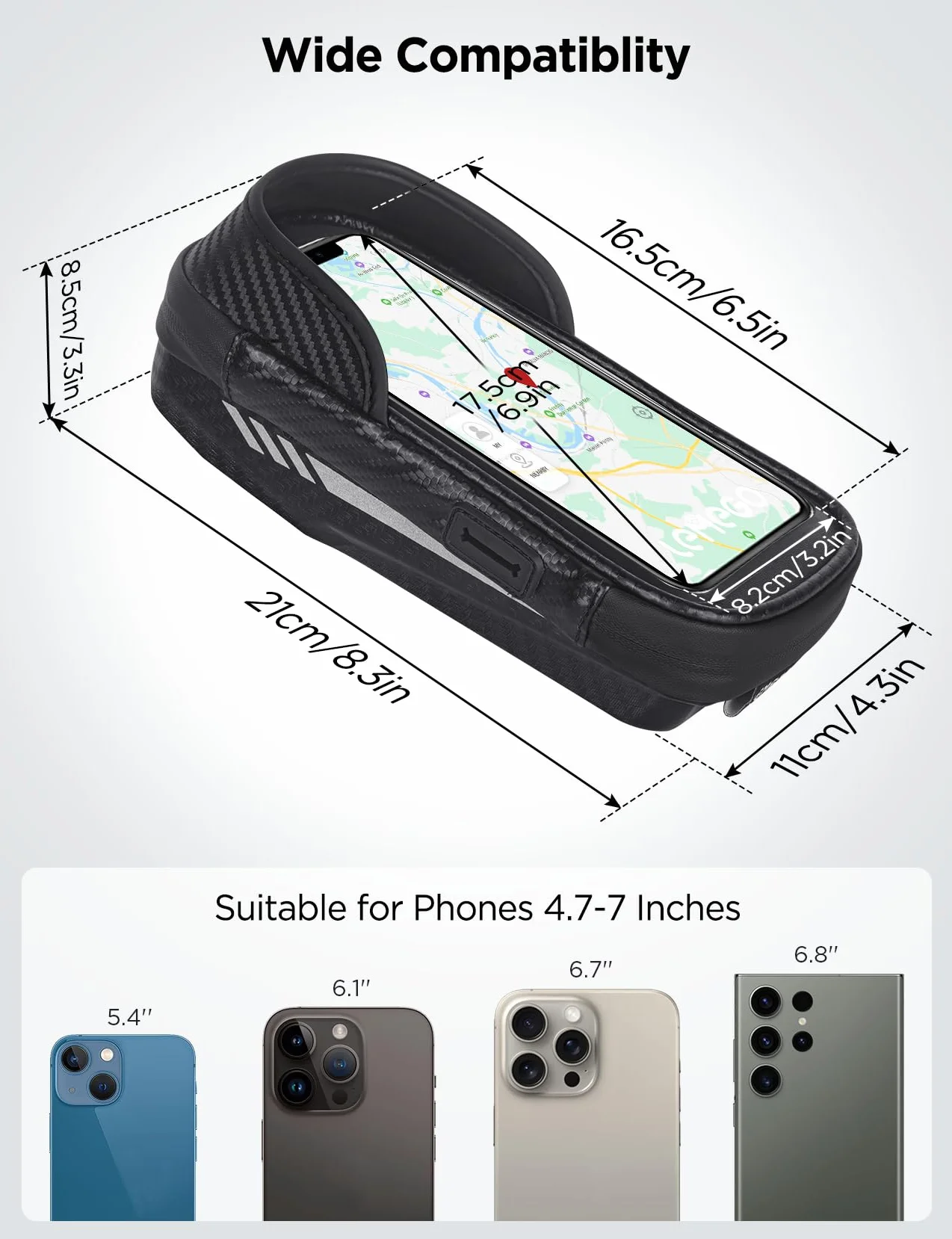 Rowerowy uchwyt na telefon komórkowy wodoodporny uchwyt na motocykl na telefon komórkowy obracany o 360° uchwyt na telefon komórkowy dla smartfona 4,7-7" z osłoną przeciwdeszczową torba na