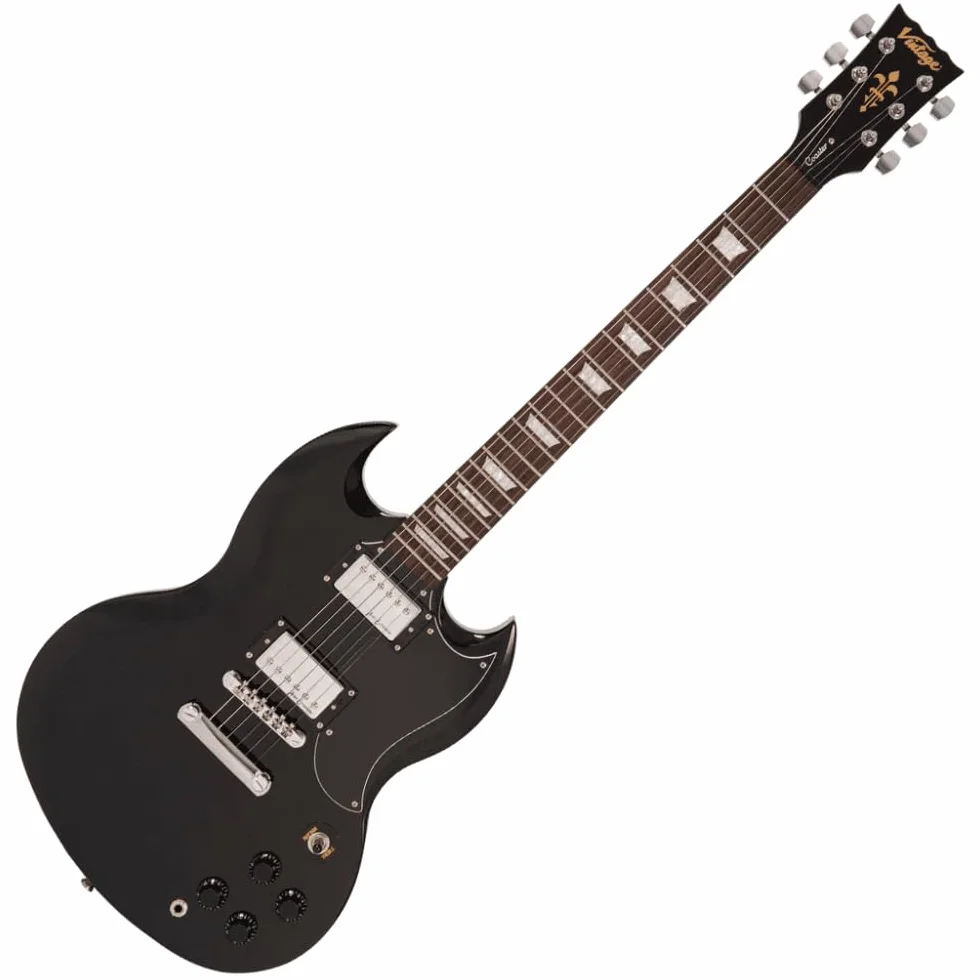 VINTAGE V69 COASTER SERIES GITARA ELEKTRYCZNA - CZARNA BŁYSZCZĄCA