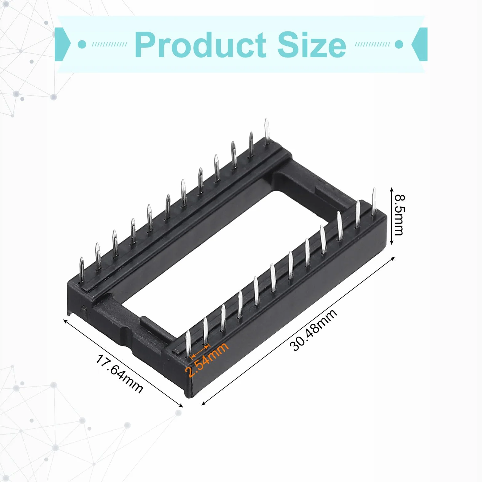 QUARKZMAN 8 sztuk DIP IC Chip Socket Adapter 24 Pin IC Asortyment Kit 2,54 mm/0,1" Pitch 15,24 mm odstęp między rzędami do projektu breadboard, wzór płytek PCB