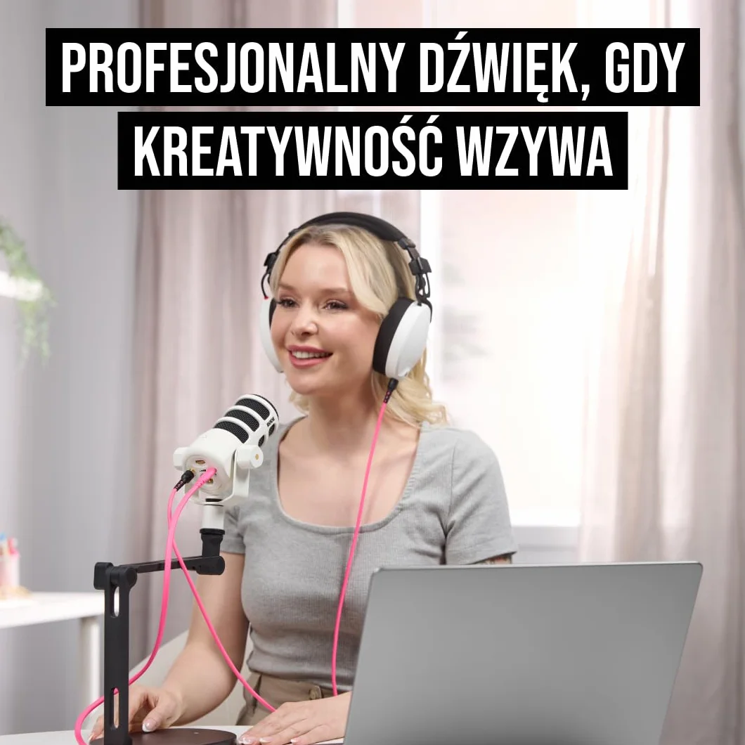 RØDE PodMic USB Dynamiczny Mikrofon Nadawczy XLR USB do Podcastingu Streamingu Biały