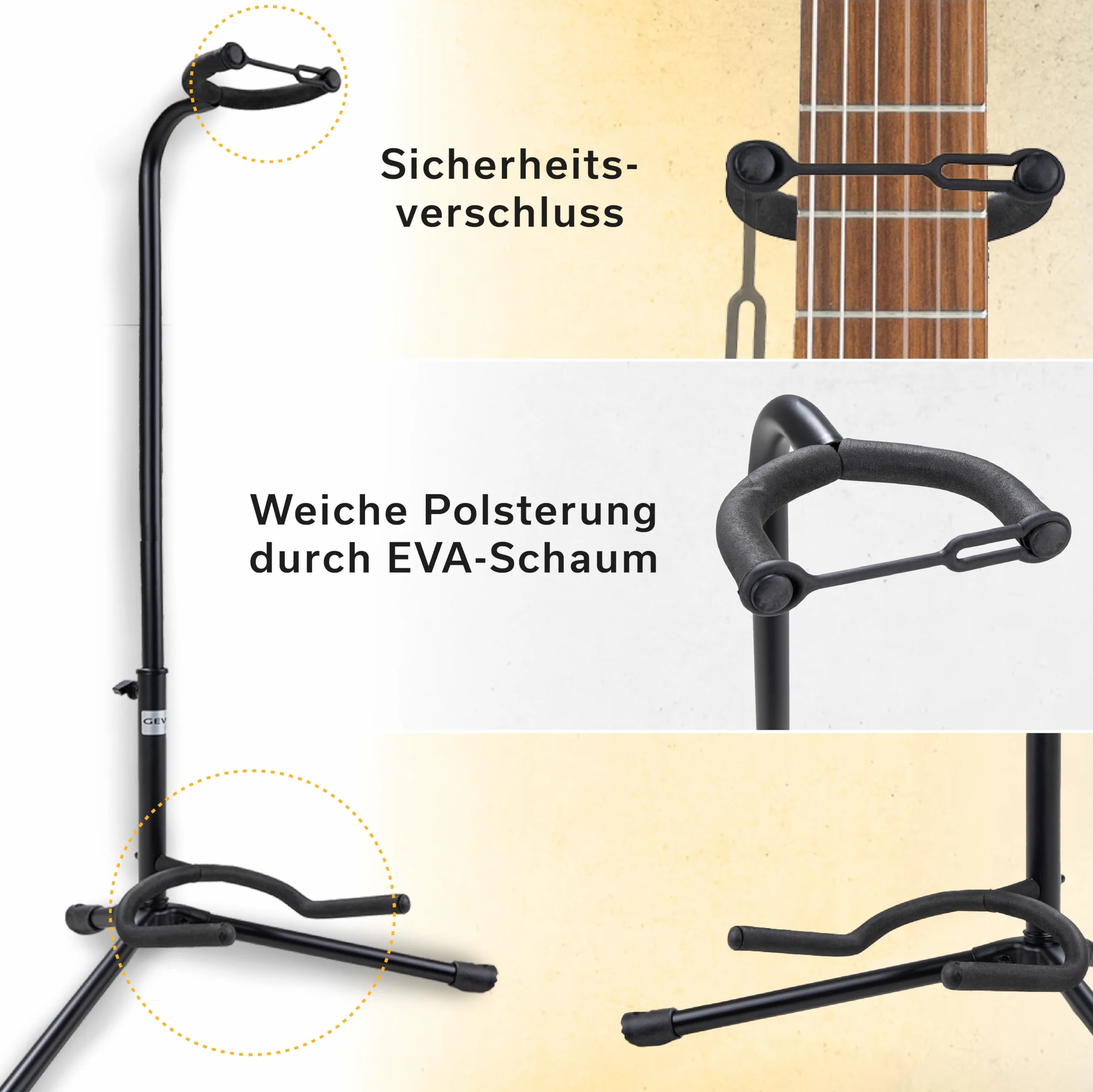 Bsx 518050 klasyczny stojak na gitarę akustyczną i elektroniczną - czarny