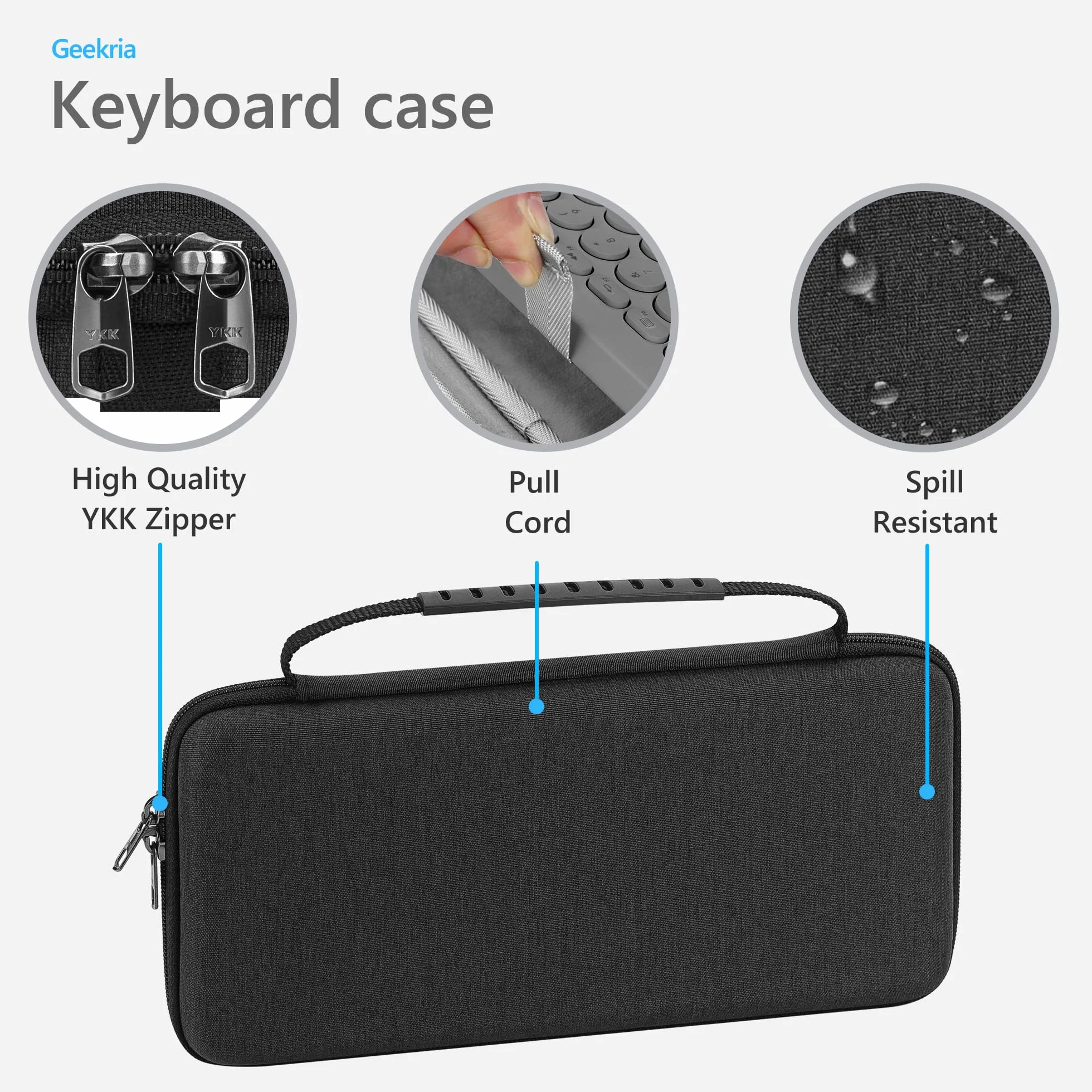 Etui na klawiaturę Geekria, twarda osłona podróżna, ochrona dla małej kompaktowej klawiatury, kompatybilne z Logitech Pebble Keys 2 K380s/ K380 (ciemnoszary)