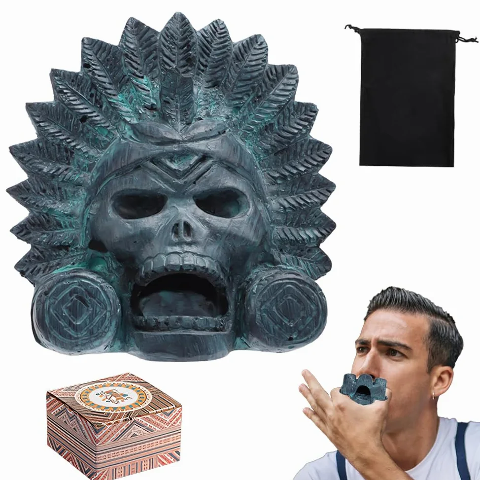 Aztecka gwizdek śmierci, 125 dB, krzyk Aztec Death Whistle, krzycząca aztecka gwizdek śmierci, autentyczne ludzkie krzyki z workiem ze sznurkiem, idealna na Dzień Zmarłych